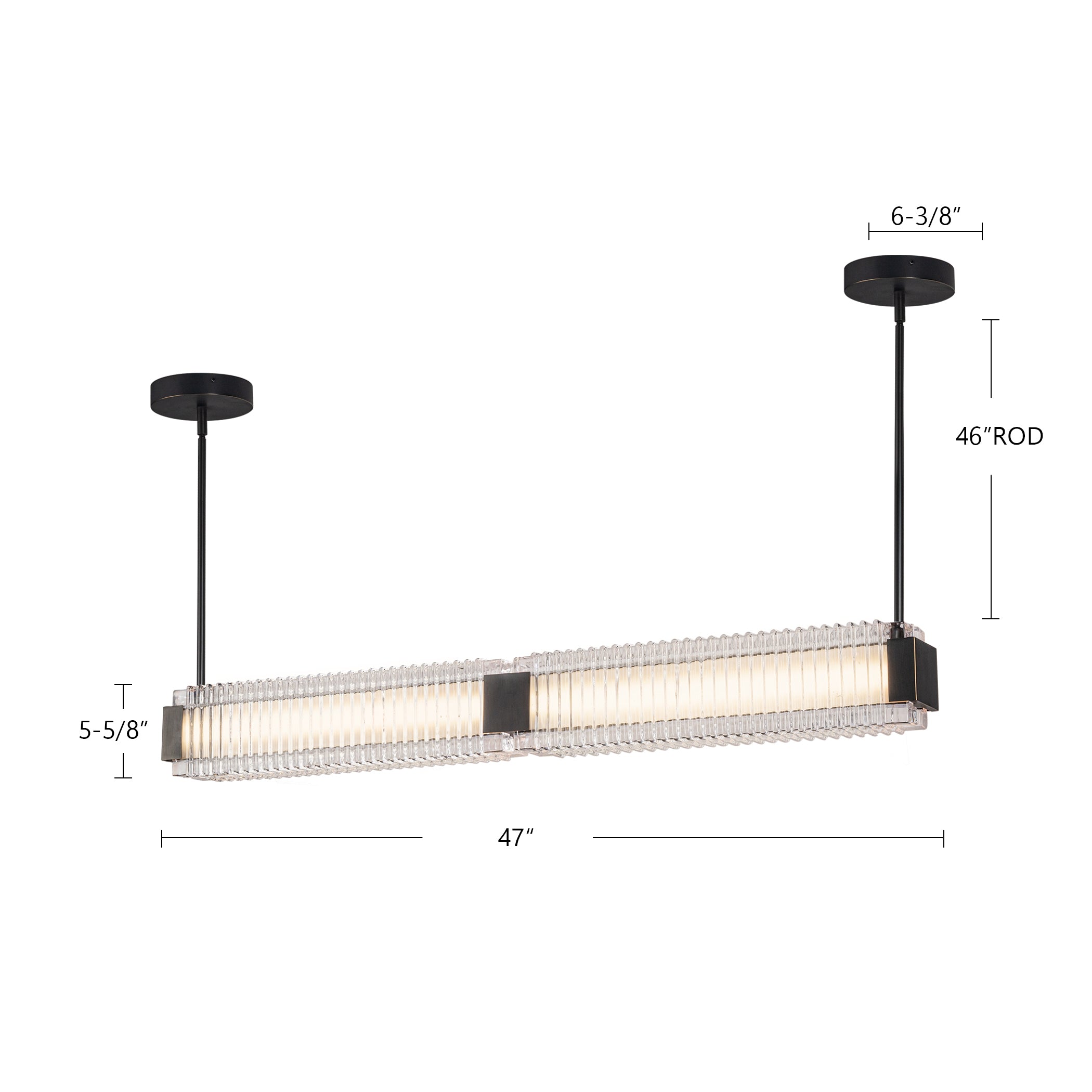 Alai 47-in Vintage Brass/Ribbed Glass LED Linear Pendant