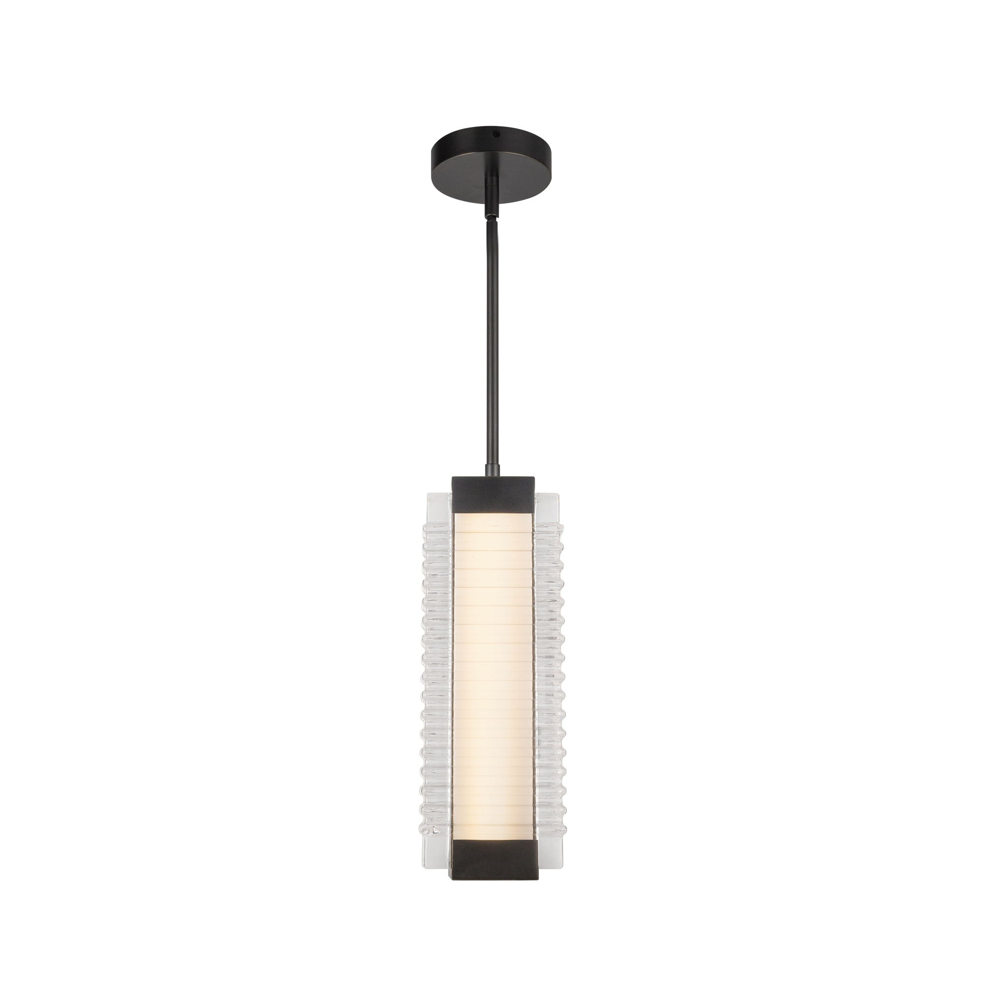 Alai 16-in Urban Bronze/Ribbed Glass LED Pendant