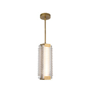 Alai 16-in Vintage Brass/Ribbed Glass LED Pendant