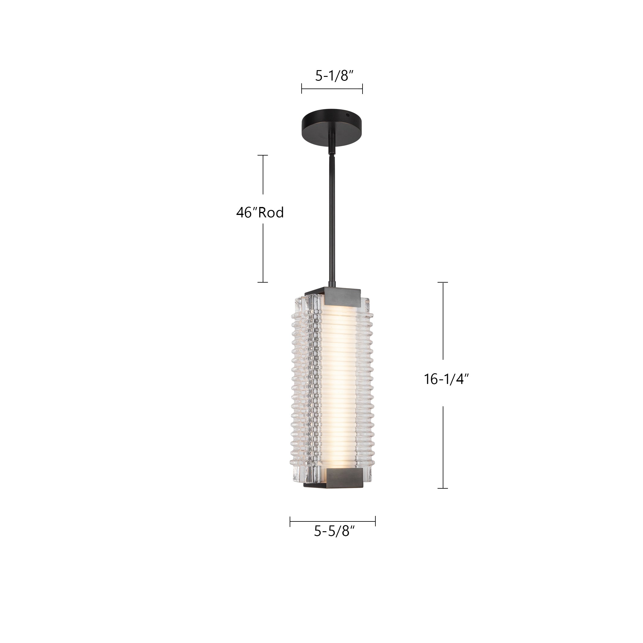 Alai 16-in Urban Bronze/Ribbed Glass LED Pendant