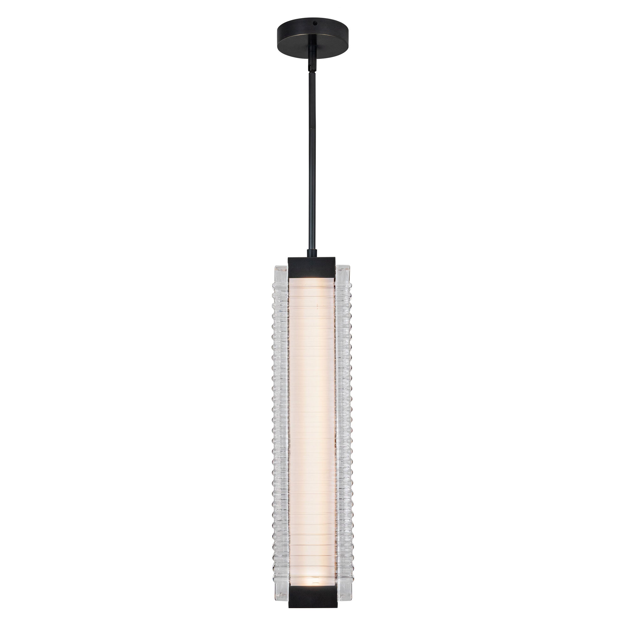 Alai 24-in Urban Bronze/Ribbed Glass LED Pendant