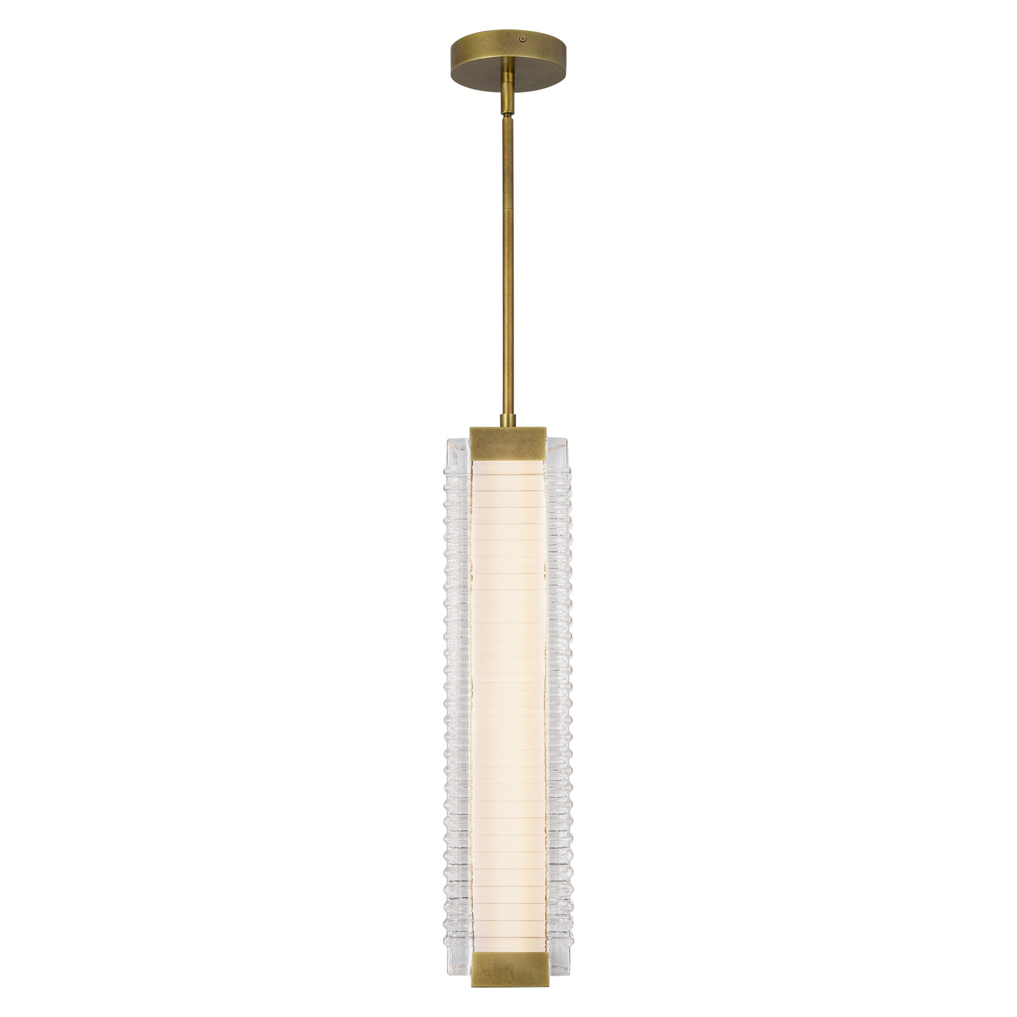 Alai 24-in Vintage Brass/Ribbed Glass LED Pendant