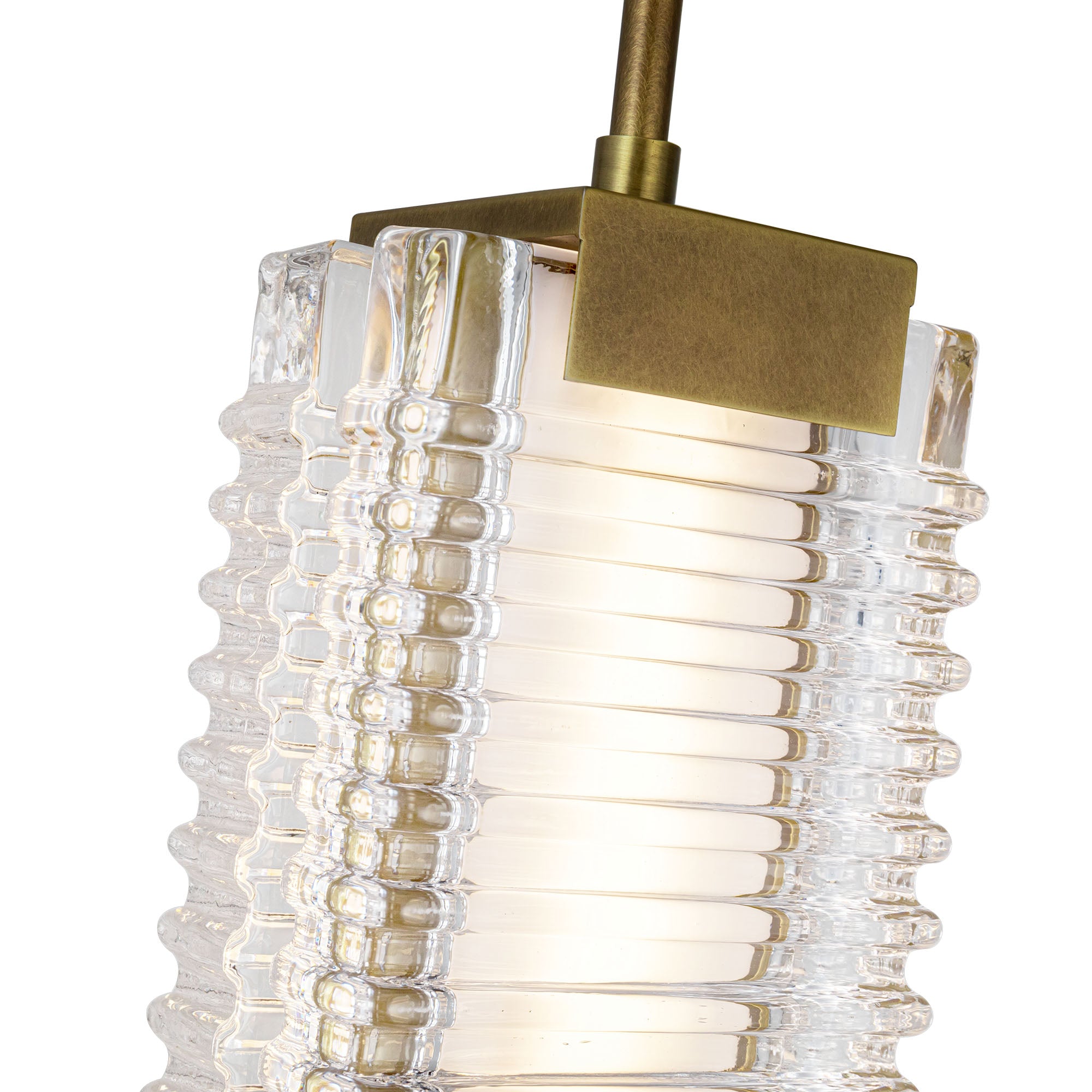 Alai 24-in Vintage Brass/Ribbed Glass LED Pendant