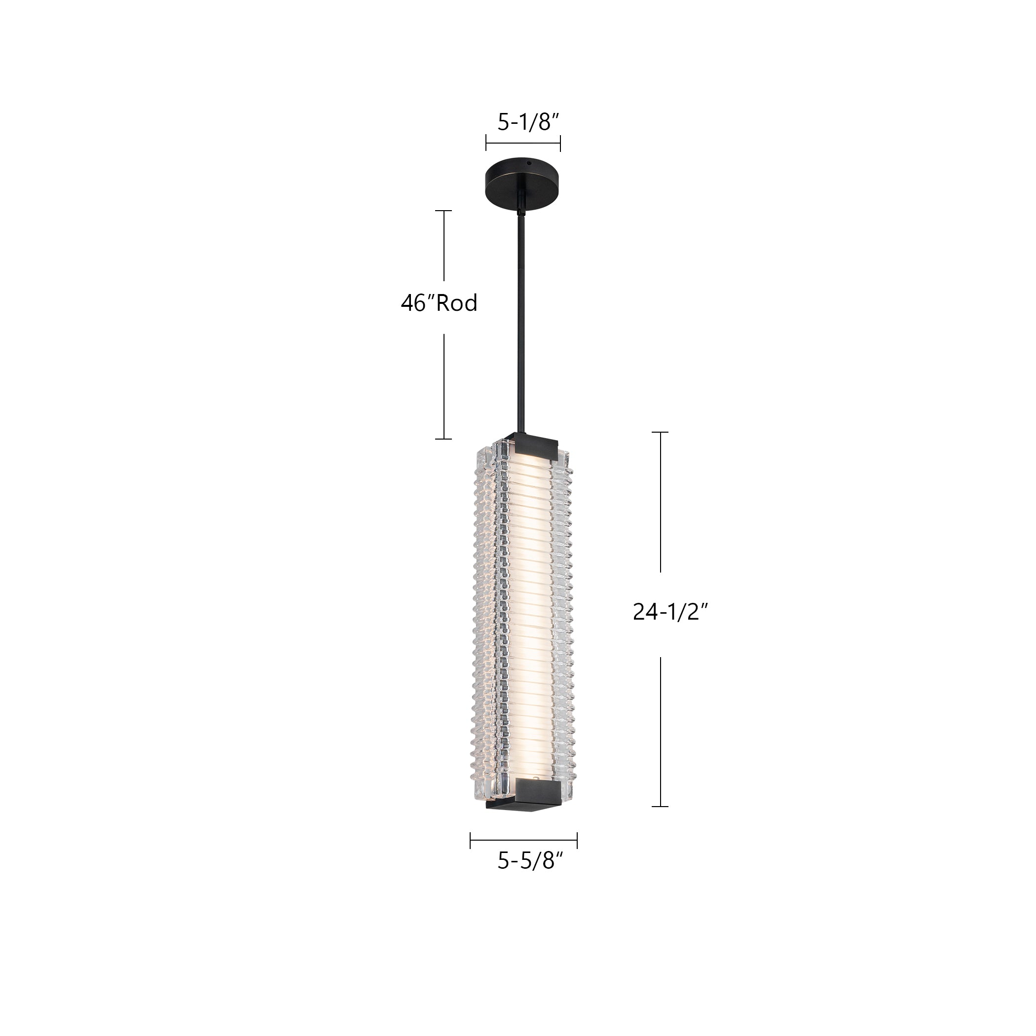 Alai 24-in Urban Bronze/Ribbed Glass LED Pendant