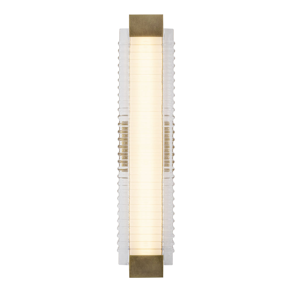 ALORA Lighting WV374225VBCR Wall Vanity Light Fixture, UL Damp Rated, Vintage Brass/Ribbed Glass