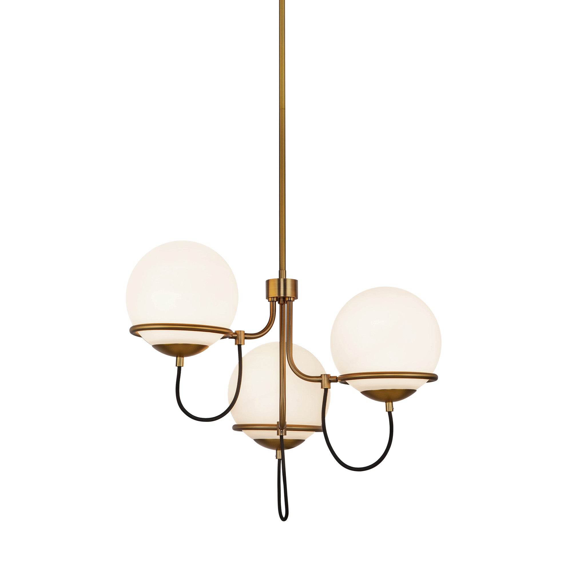 Alba 23-in Aged Brass/Opal Glass 3 Lights Chandelier