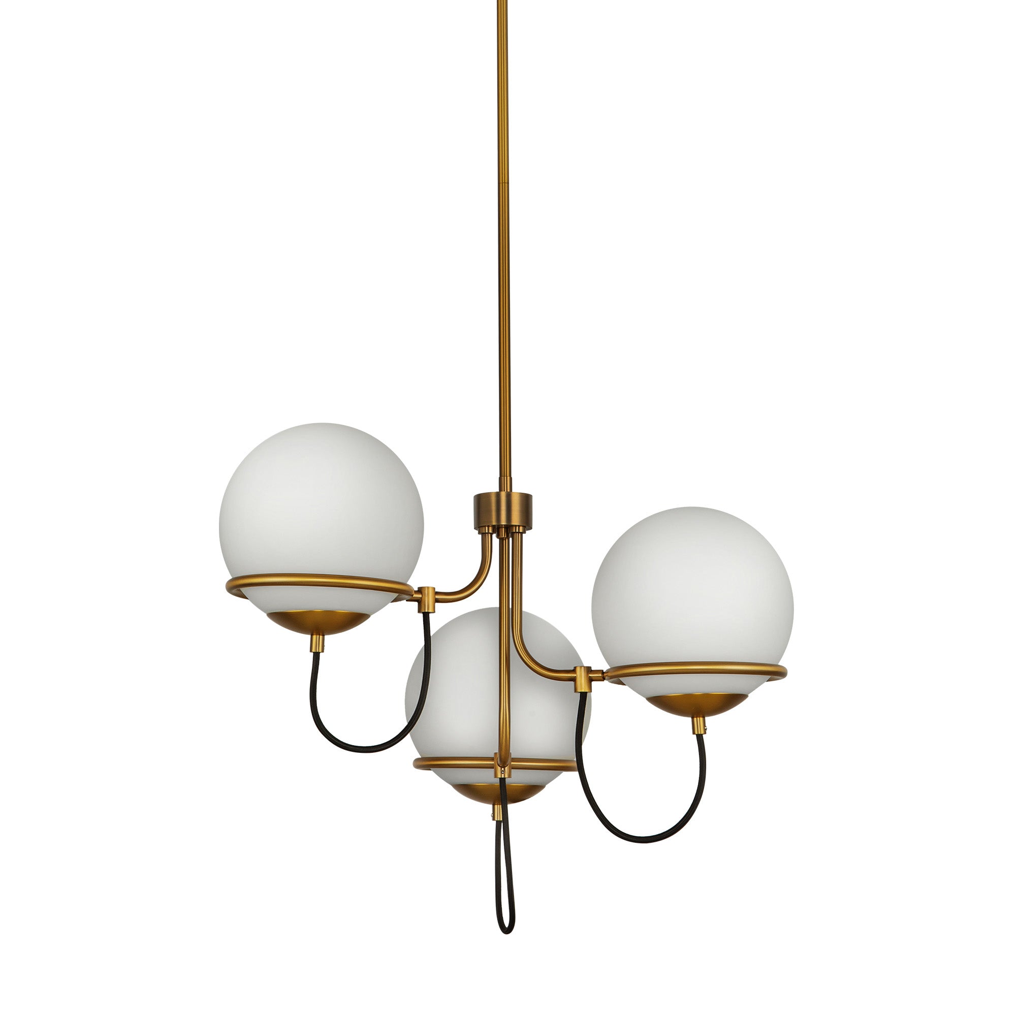 Alba 23-in Aged Brass/Opal Glass 3 Lights Chandelier