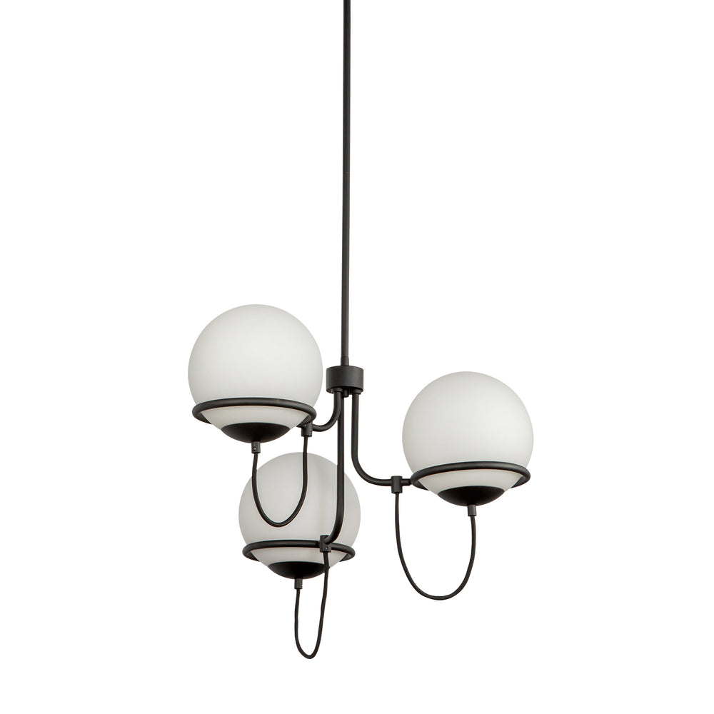 ALORA MOOD Lighting Alba 23-in 3 Lights Chandelier, UL Listed, Matte Black/Opal Glass