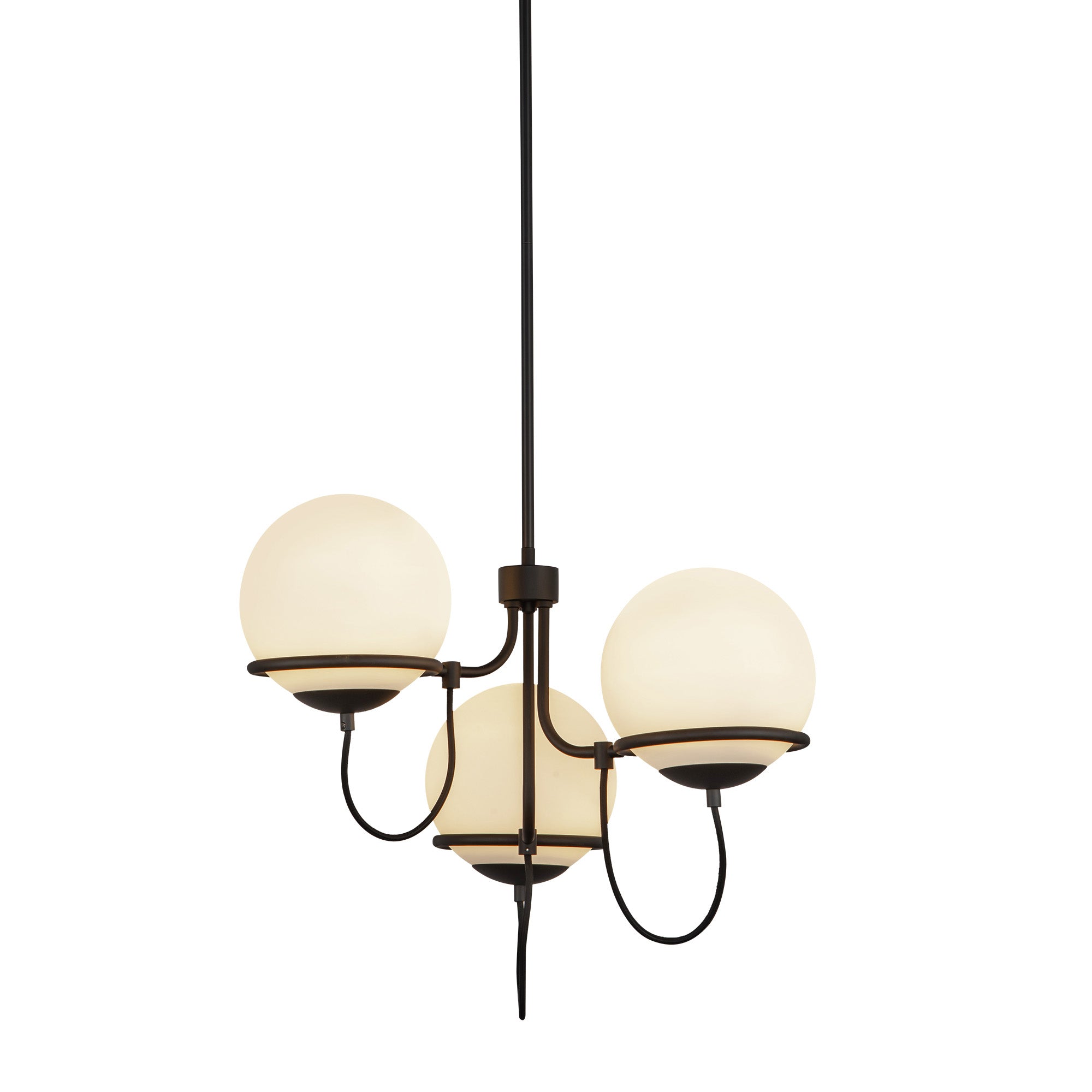 Alba 23-in Matte Black/Opal Glass 3 Lights Chandelier