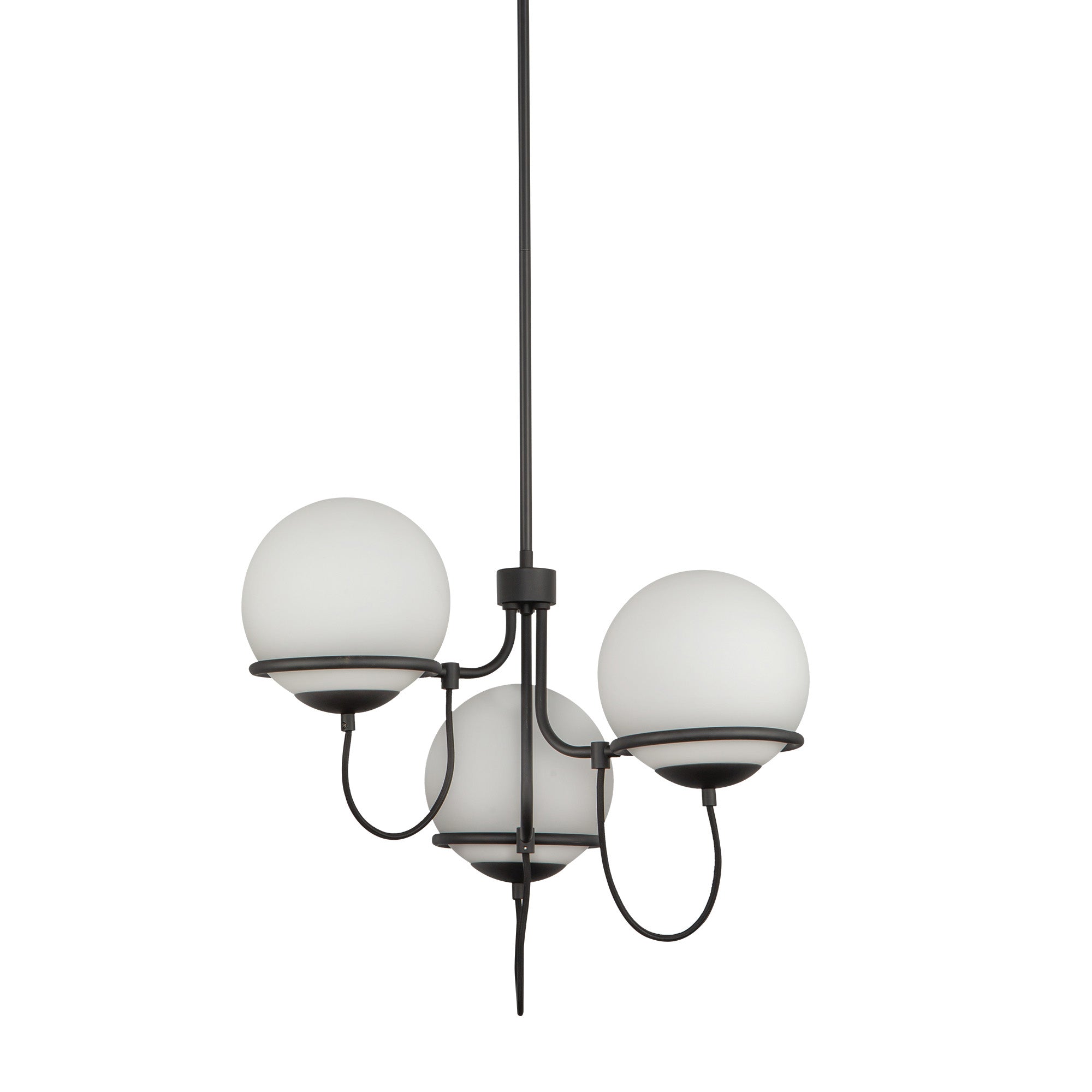 Alba 23-in Matte Black/Opal Glass 3 Lights Chandelier