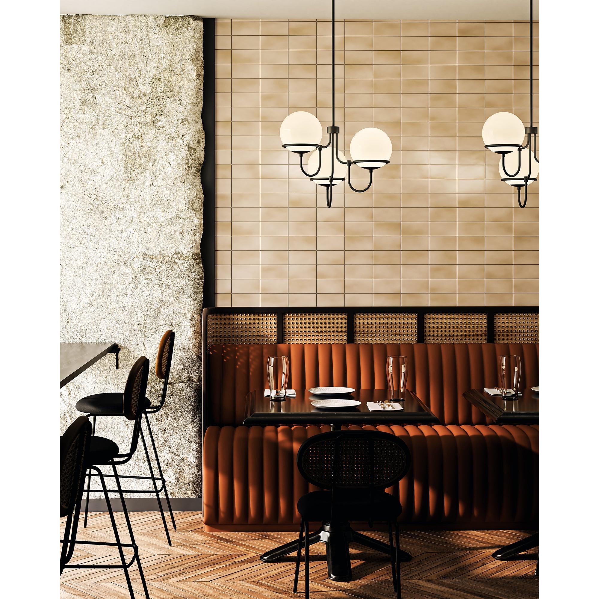 Alba 23-in Matte Black/Opal Glass 3 Lights Chandelier