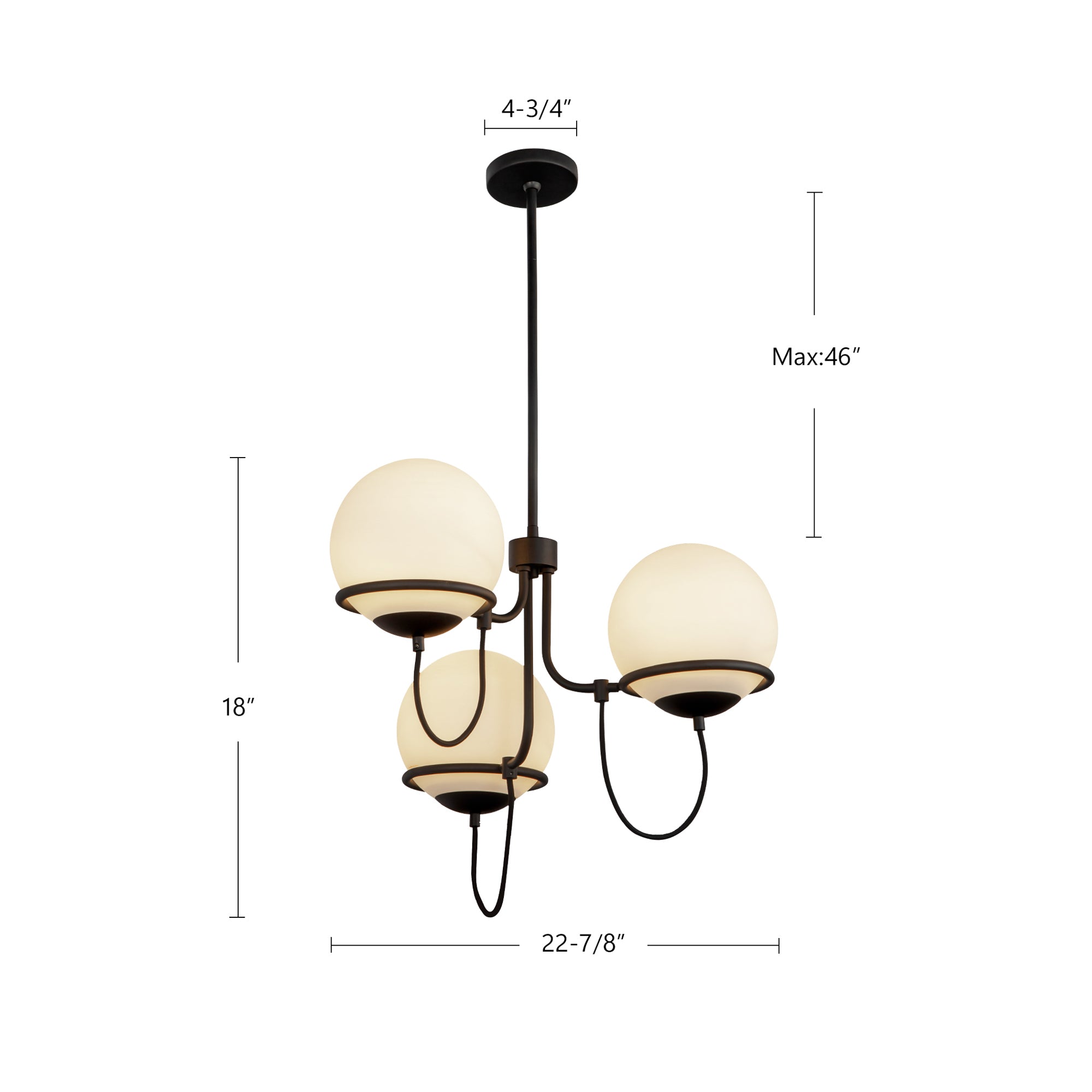 Alba 23-in Aged Brass/Opal Glass 3 Lights Chandelier