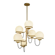 Alba 32-in Aged Brass/Opal Glass 6 Lights Chandelier