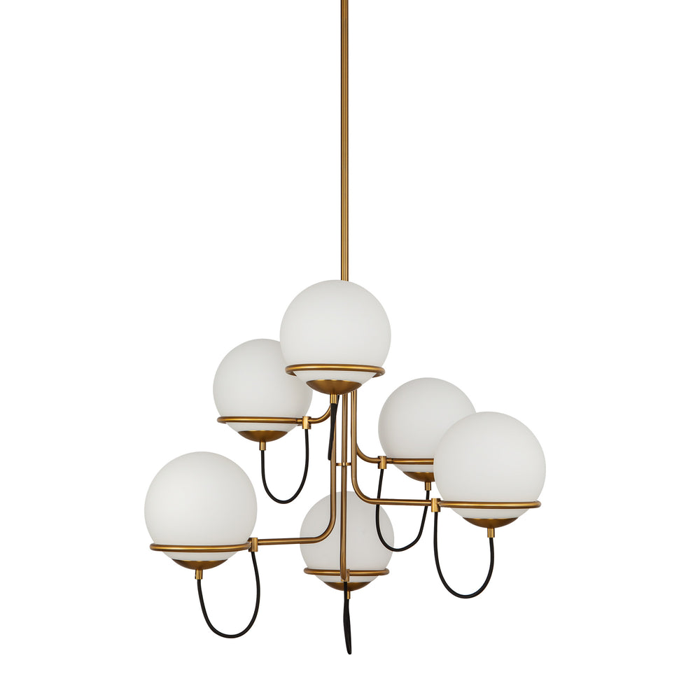 ALORA MOOD Lighting Alba 32-in CH458632AGOP Chandelier, UL Damp Rated, Aged Brass/Opal Glass