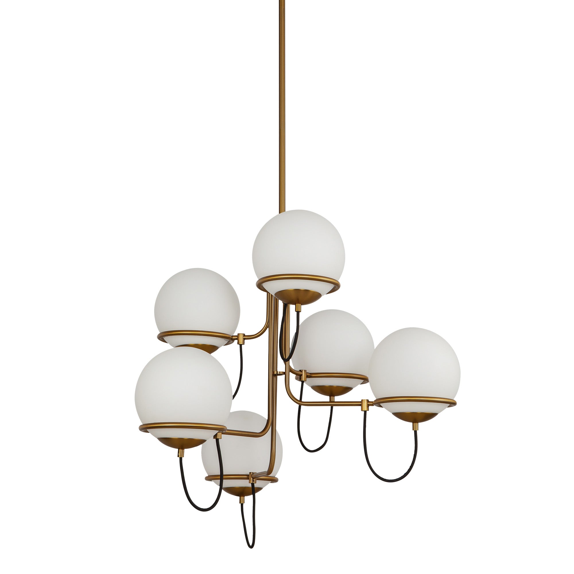 Alba 32-in Aged Brass/Opal Glass 6 Lights Chandelier