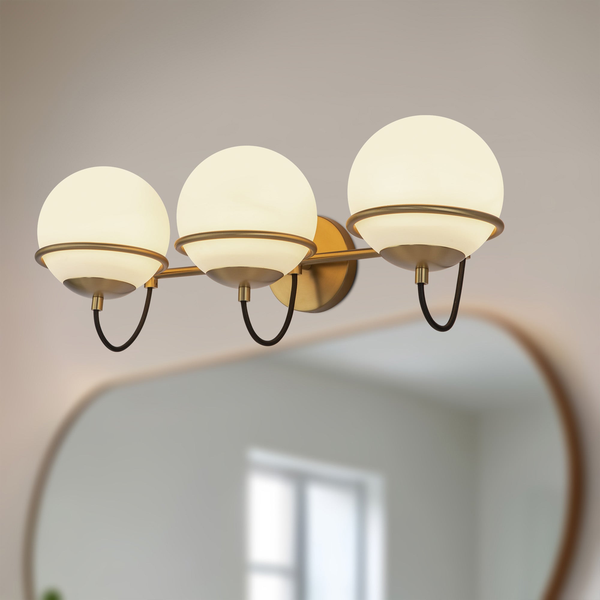 Alba 24-in Aged Brass/Opal Glass 3 Lights Wall Vanity