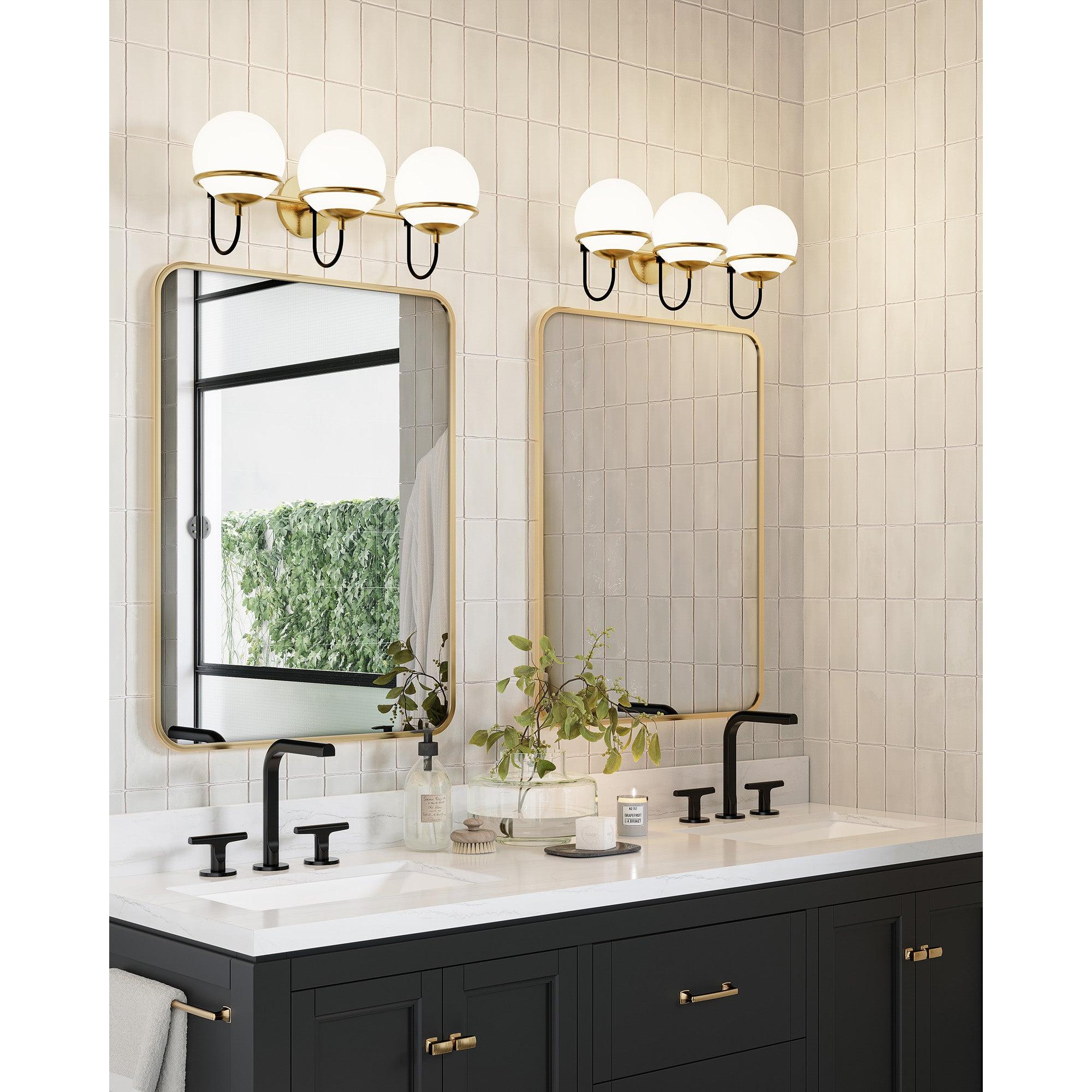 Alba 24-in Aged Brass/Opal Glass 3 Lights Wall Vanity
