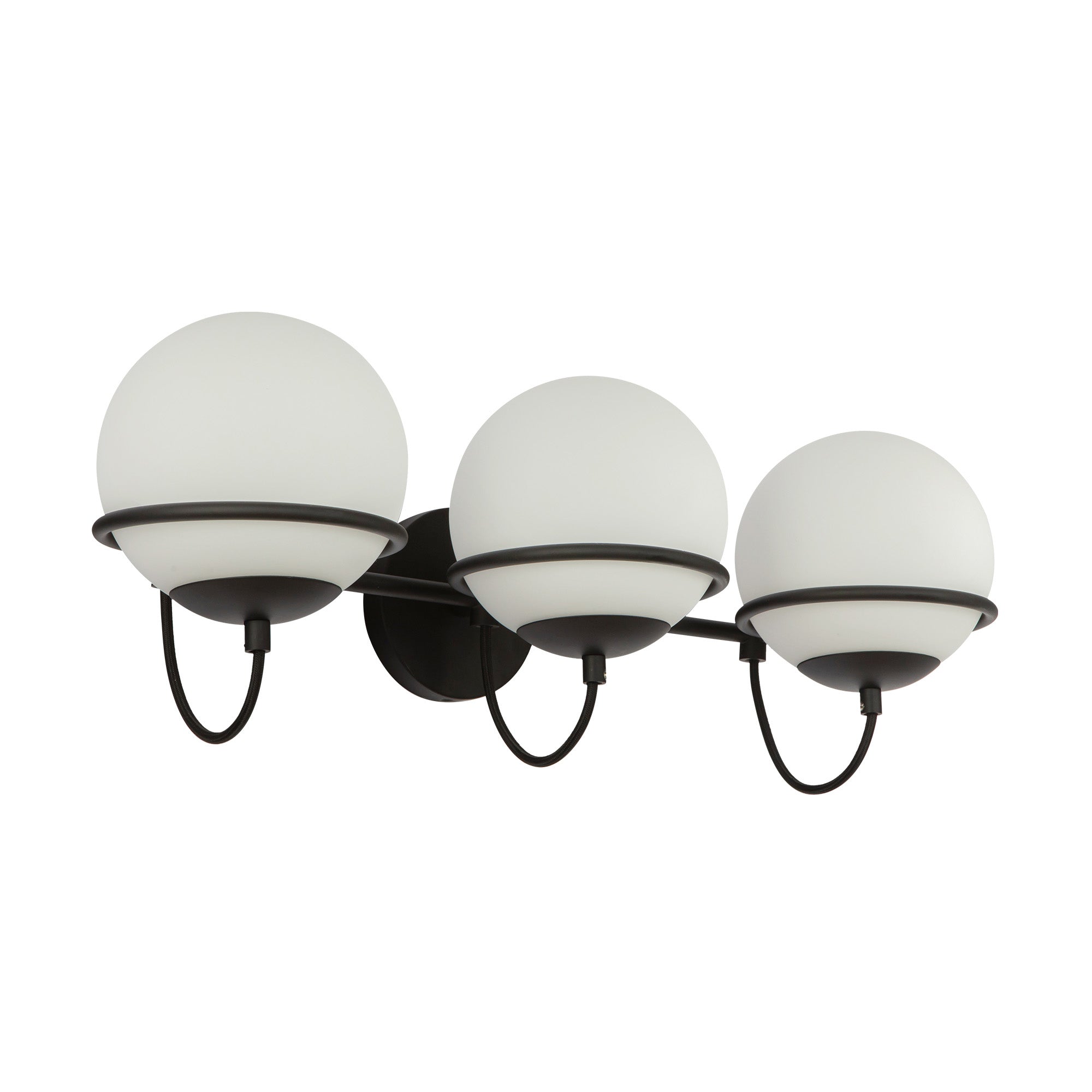 Alba 24-in Matte Black/Opal Glass 3 Lights Wall Vanity