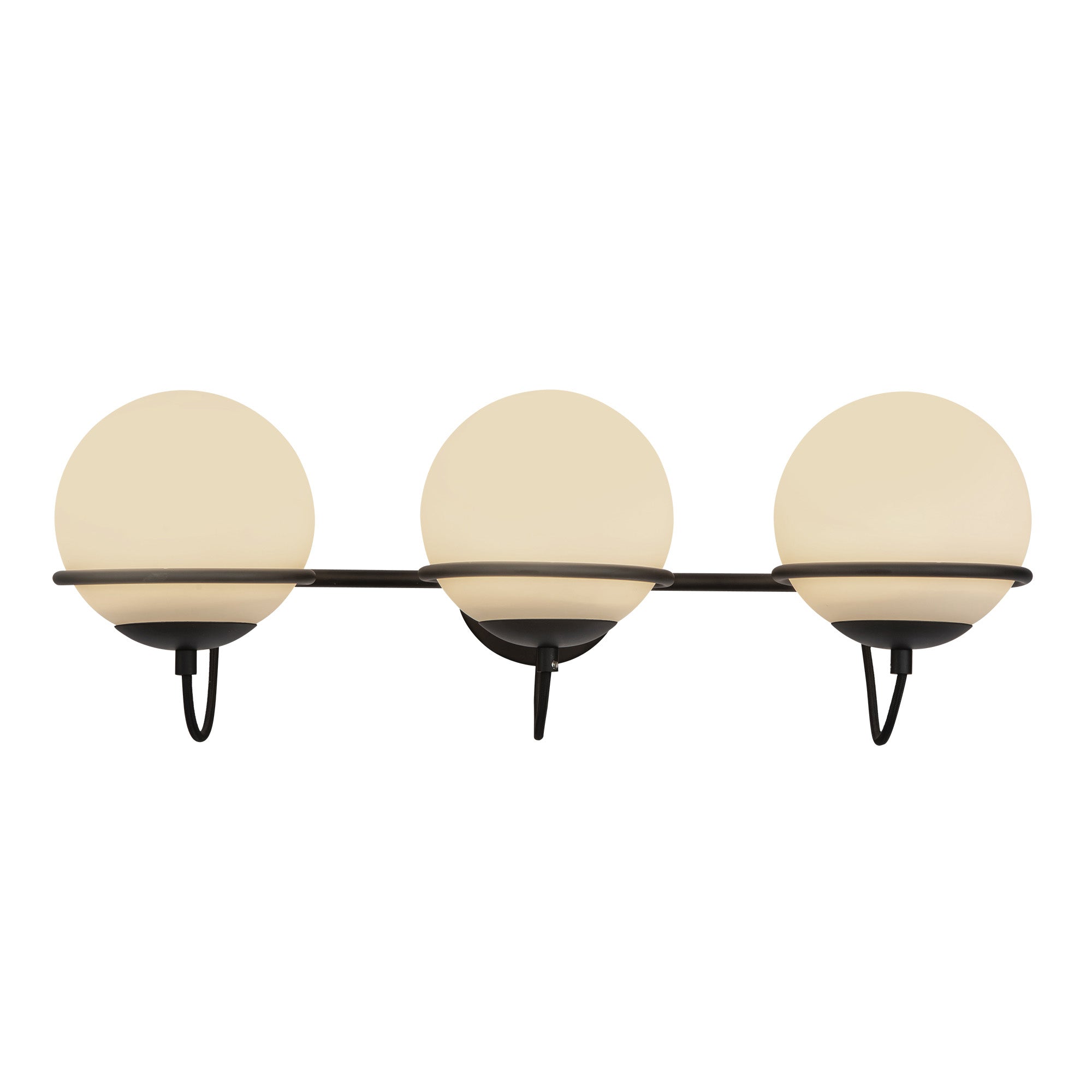 Alba 24-in Matte Black/Opal Glass 3 Lights Wall Vanity