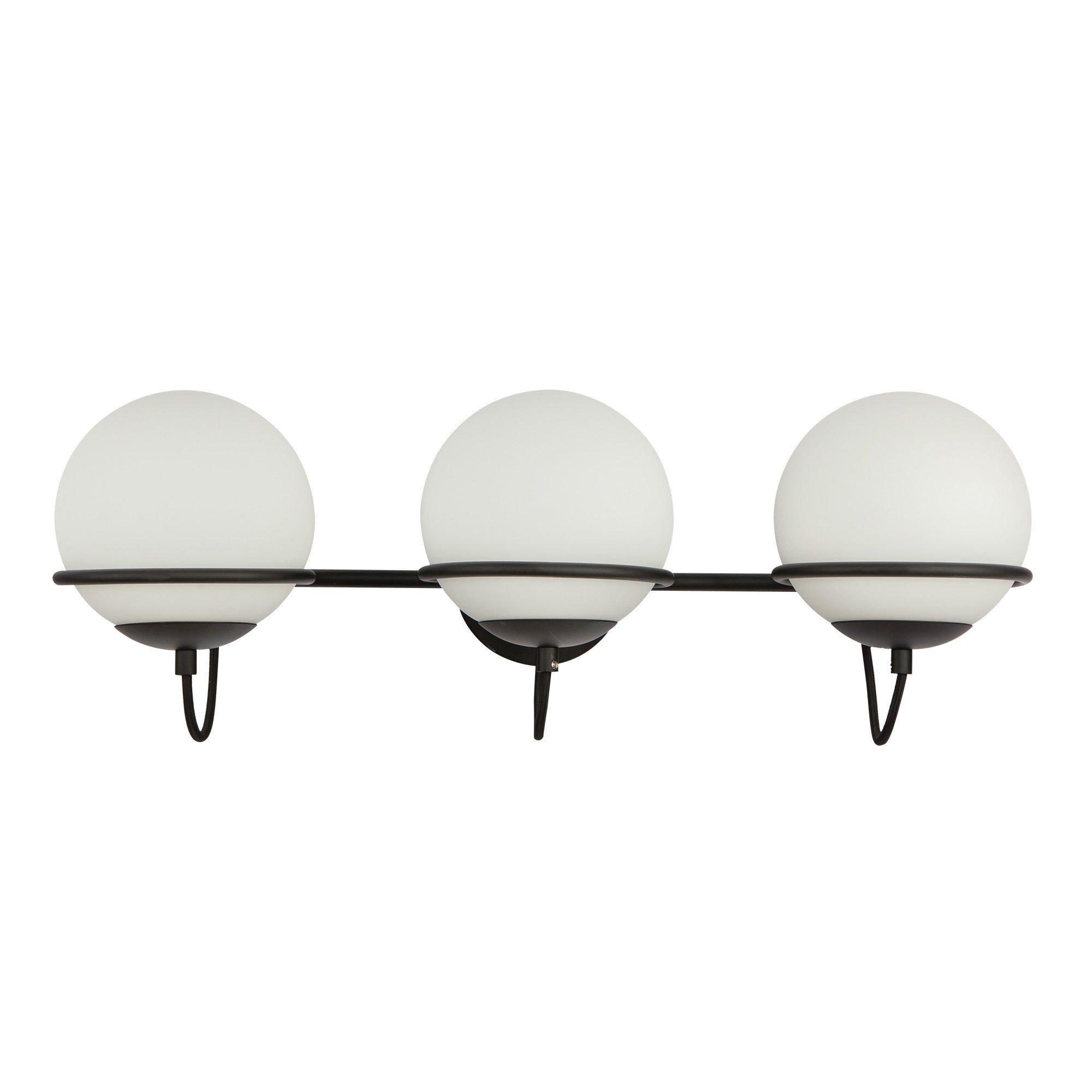 Alba 24-in Matte Black/Opal Glass 3 Lights Wall Vanity