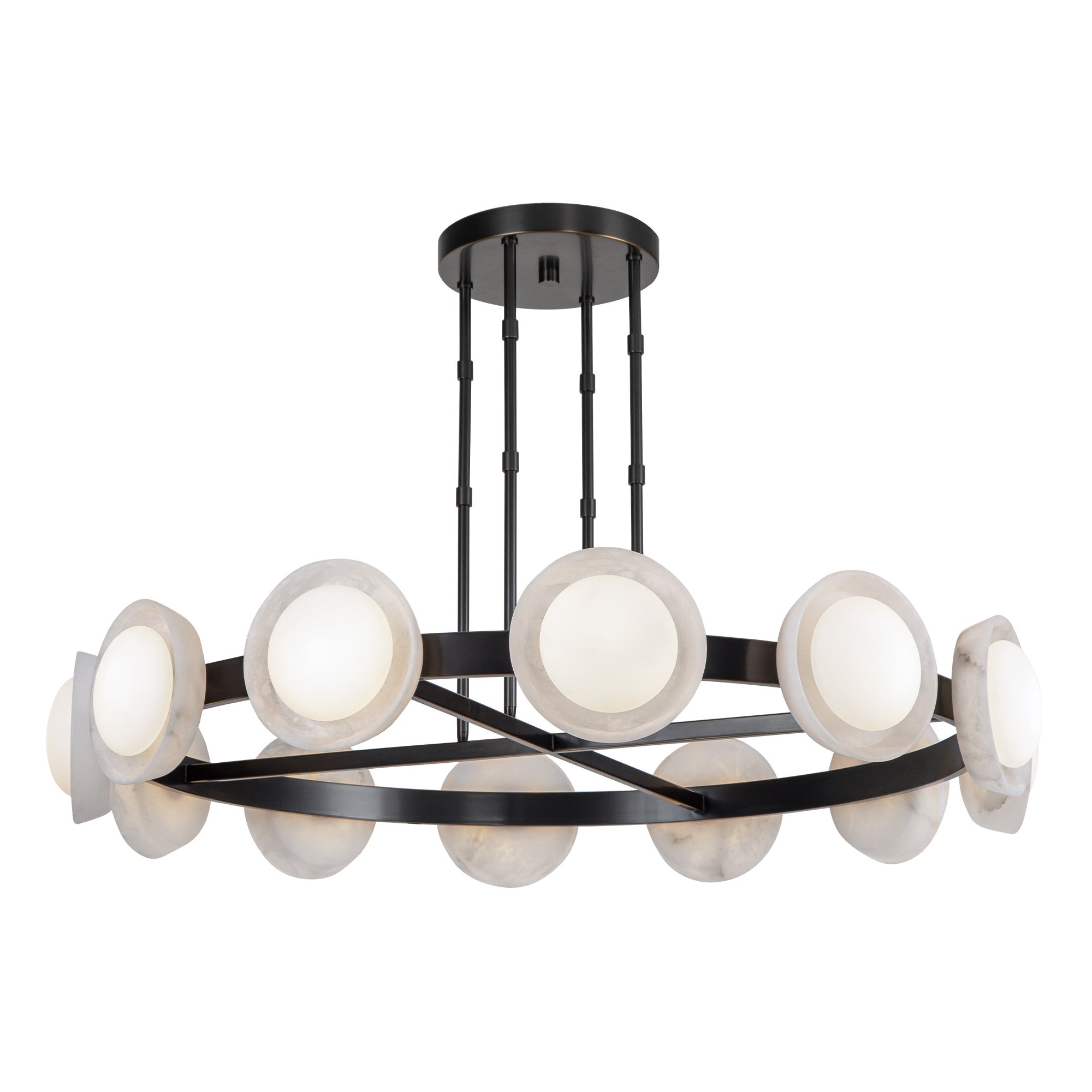 Alonso 50-in Urban Bronze/Alabaster LED Chandeliers