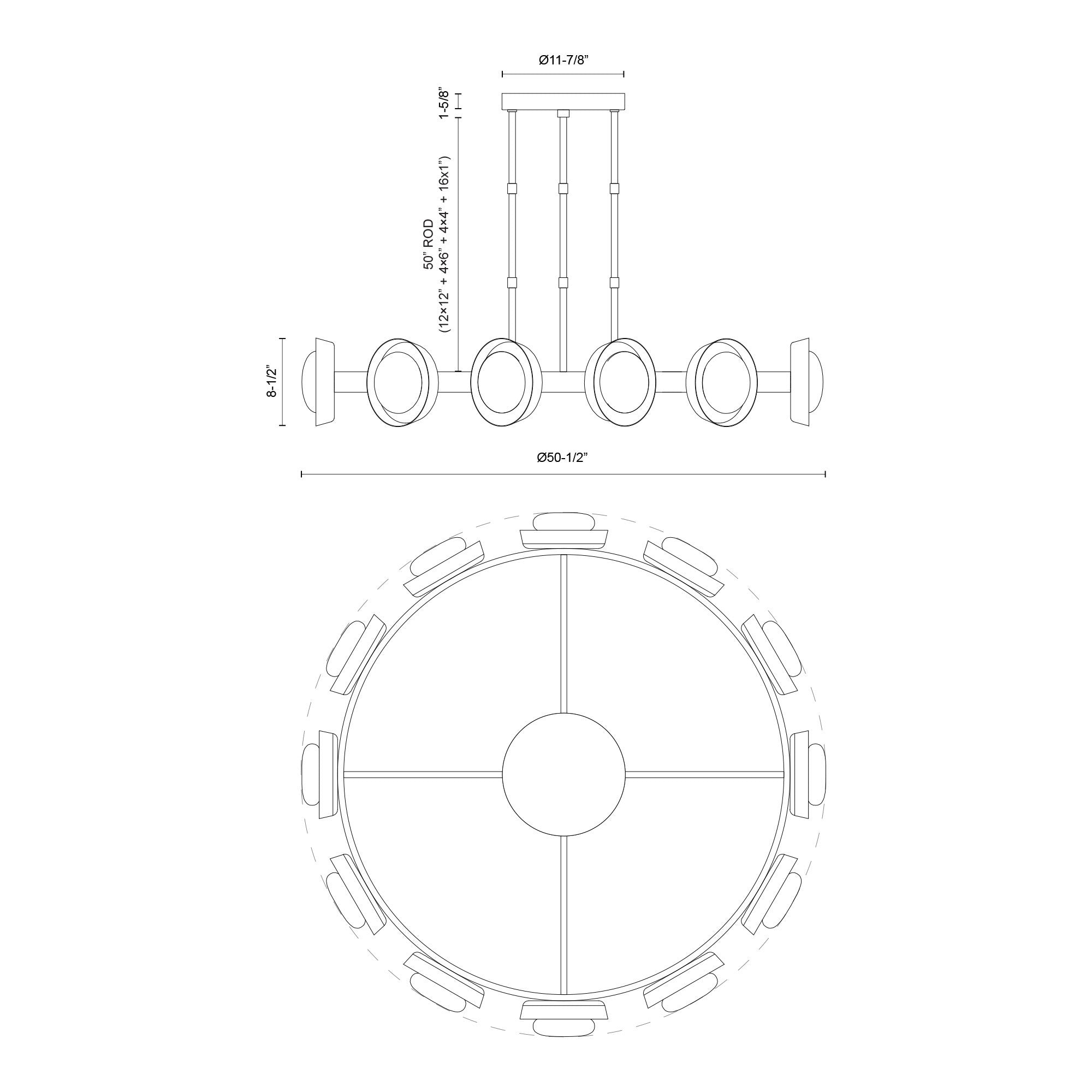 Alonso 50-in Urban Bronze/Alabaster LED Chandeliers