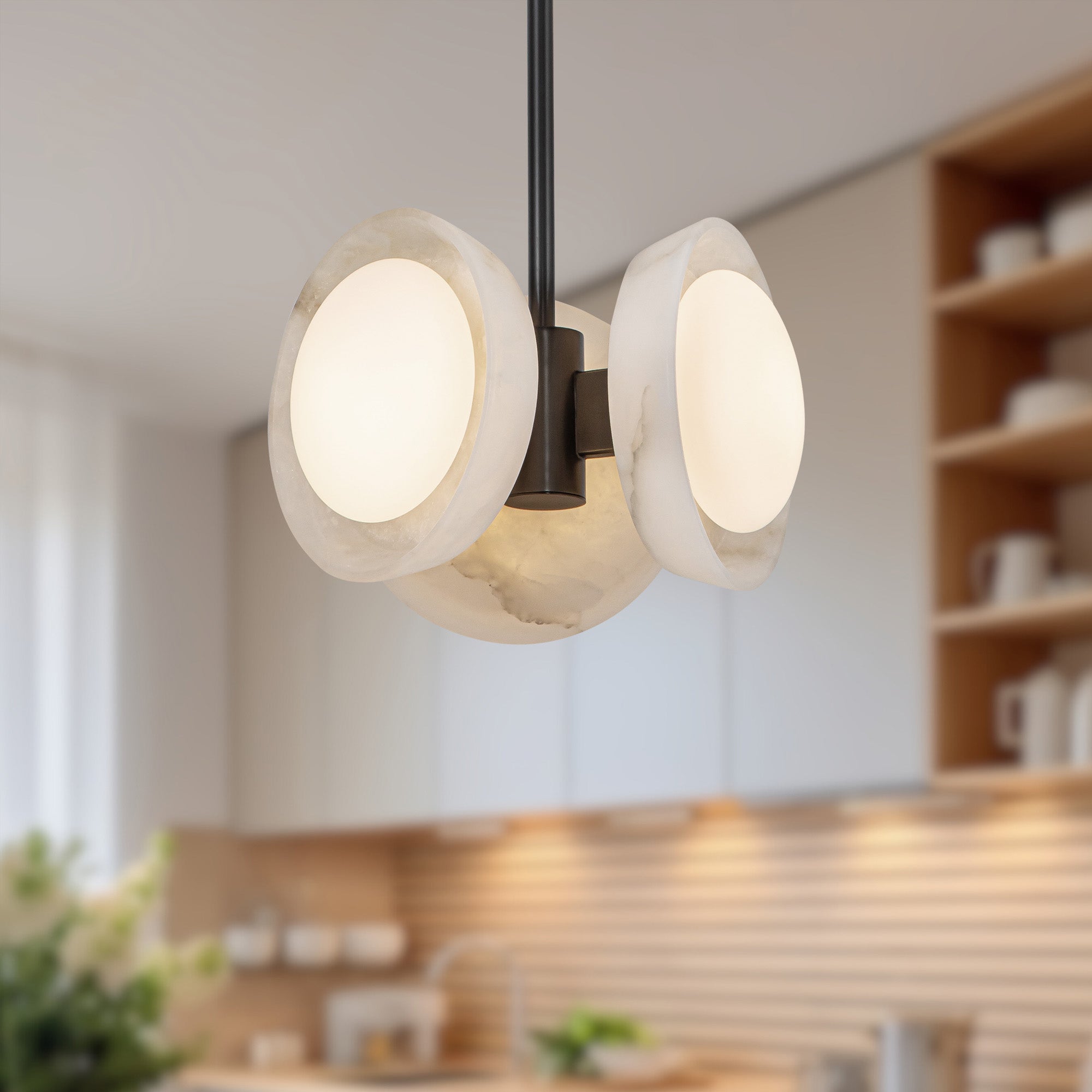 Alonso 13-in Urban Bronze/Alabaster LED Pendant