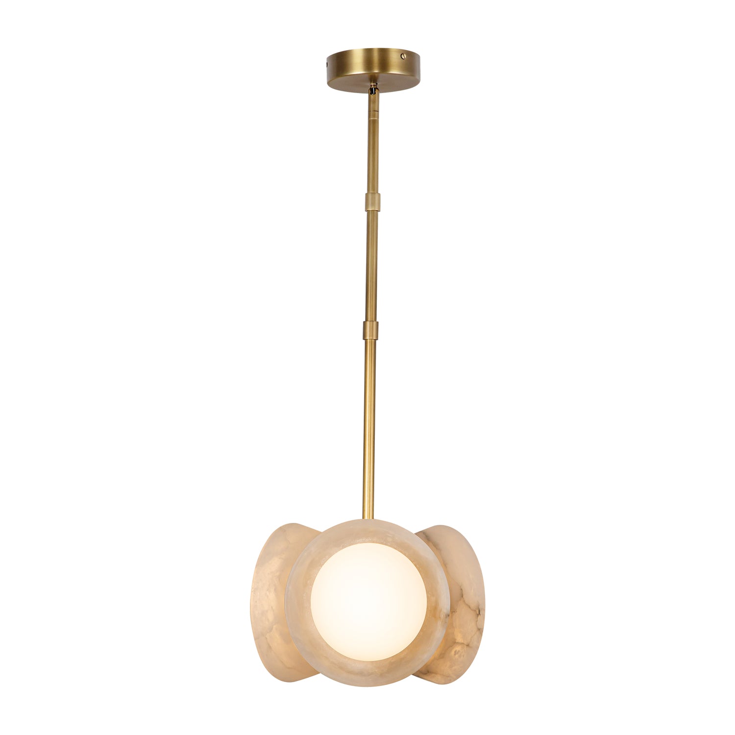 Alonso 13-in Vintage Brass/Alabaster LED Pendant