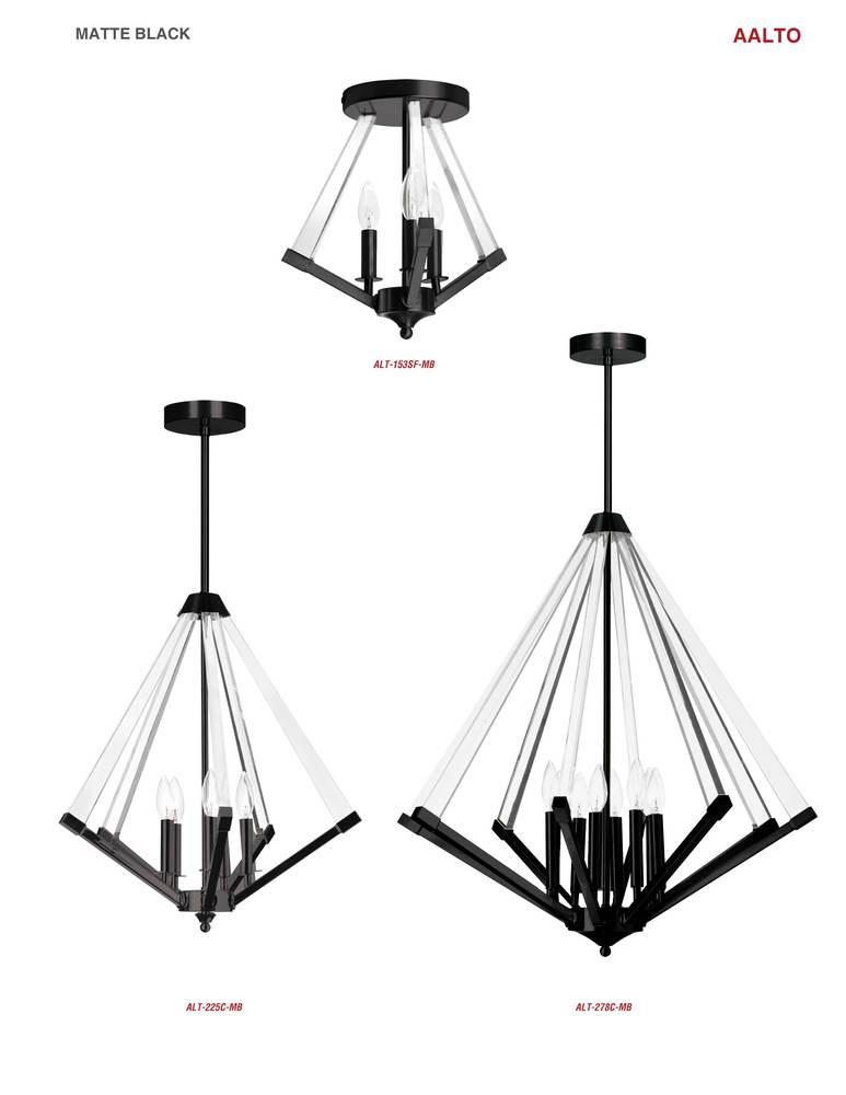 Dainolite AALTO ALT-153SF-MB Semi Flush Mt Contemporary - Matte Black