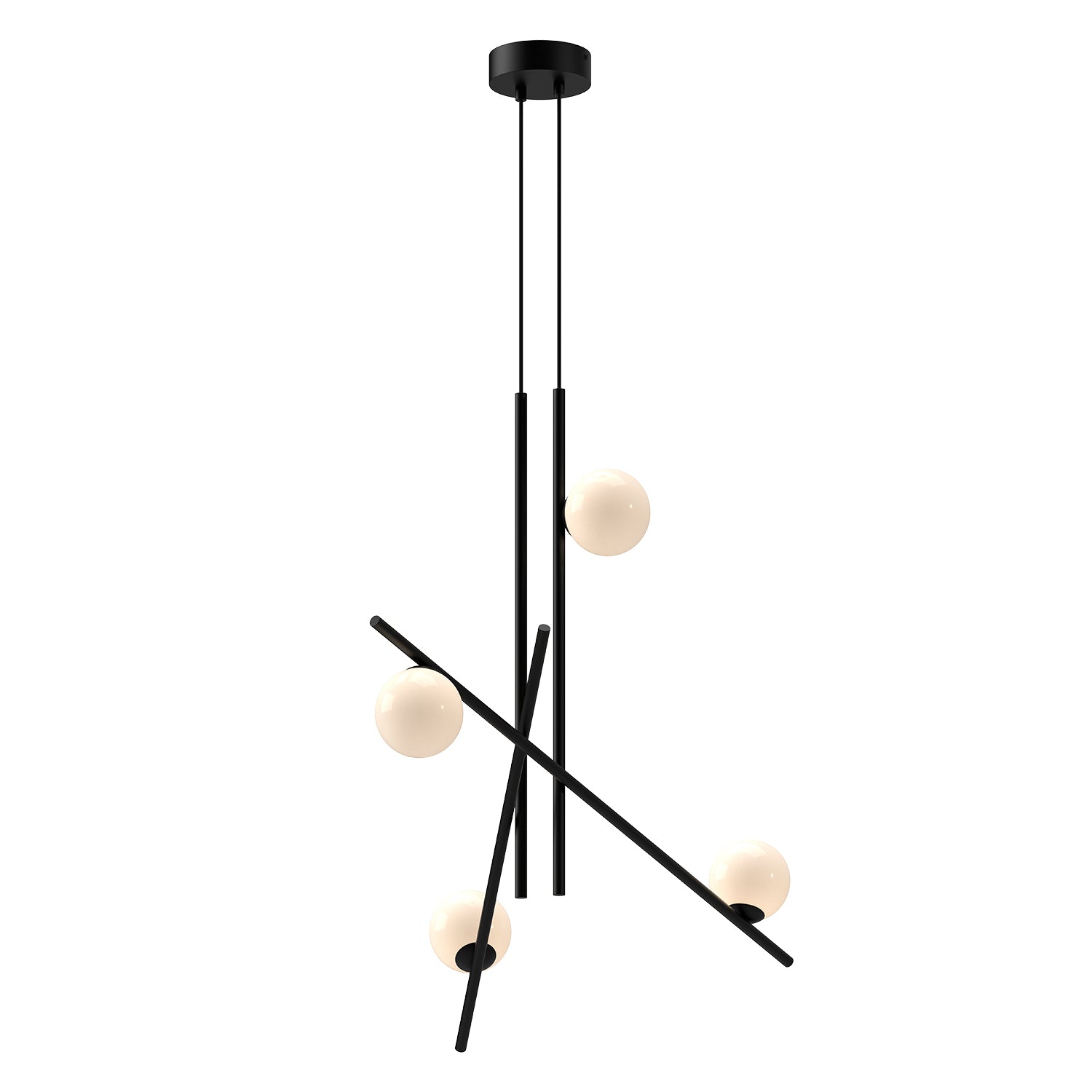 Kuzco Amara 32-in LED Chandelier, UL Damp Rated, Black/Glossy Opal Glass