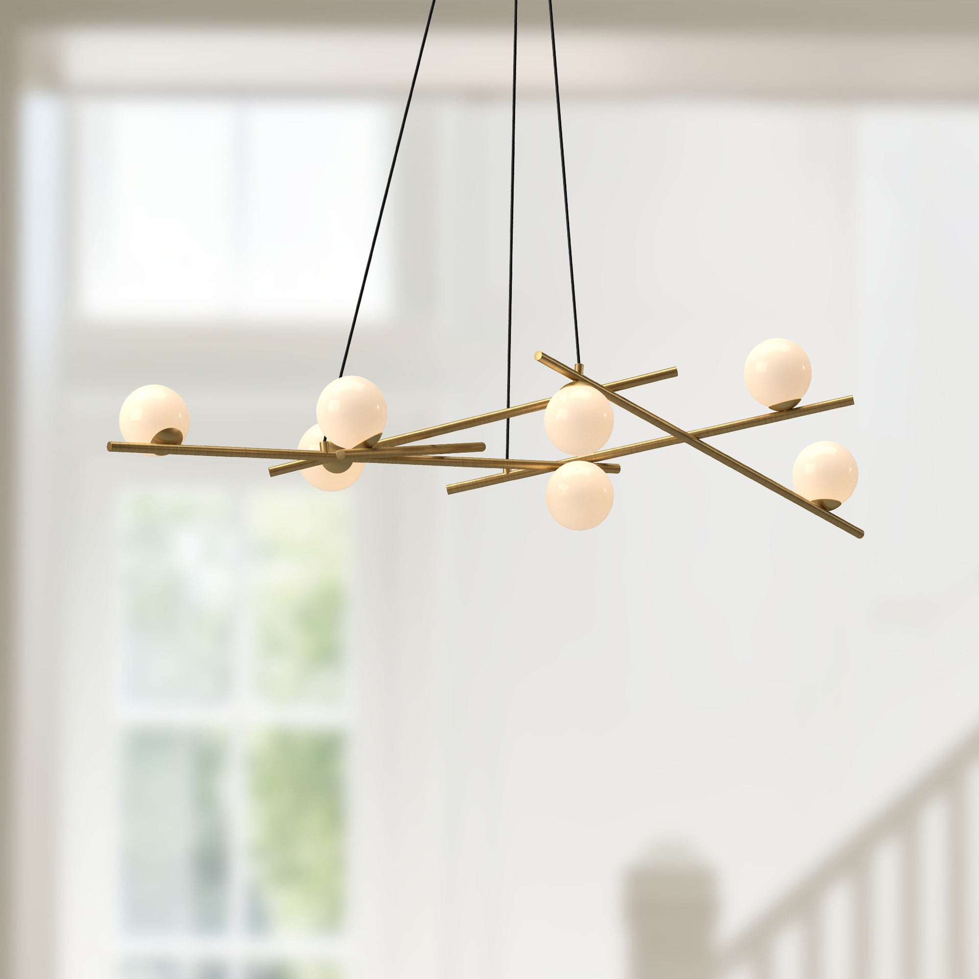 Amara 54-in Brushed Gold/Glossy Opal Glass LED Chandeliers