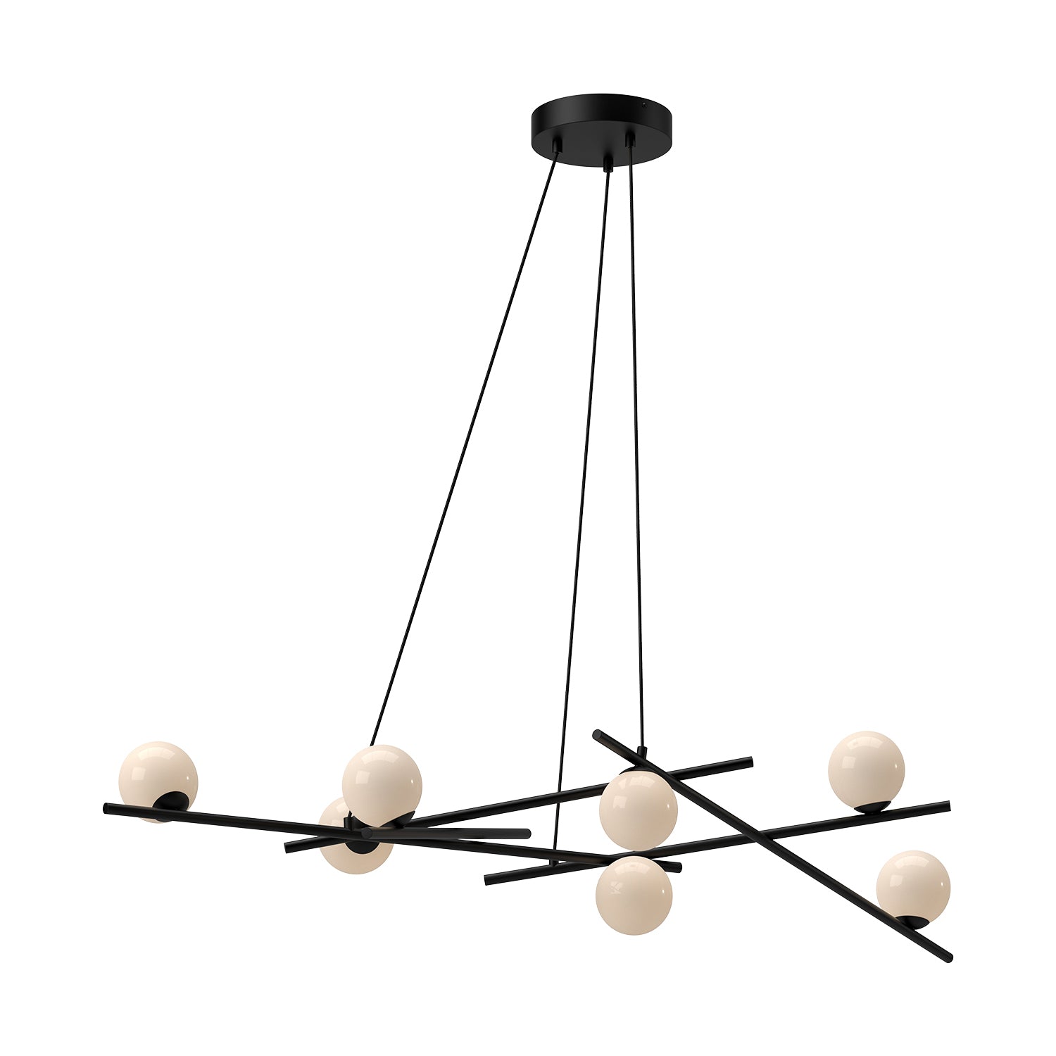Kuzco Amara CH89854-BK/GO-UNV Chandelier, 54-in, LED, Black/Glossy Opal Glass