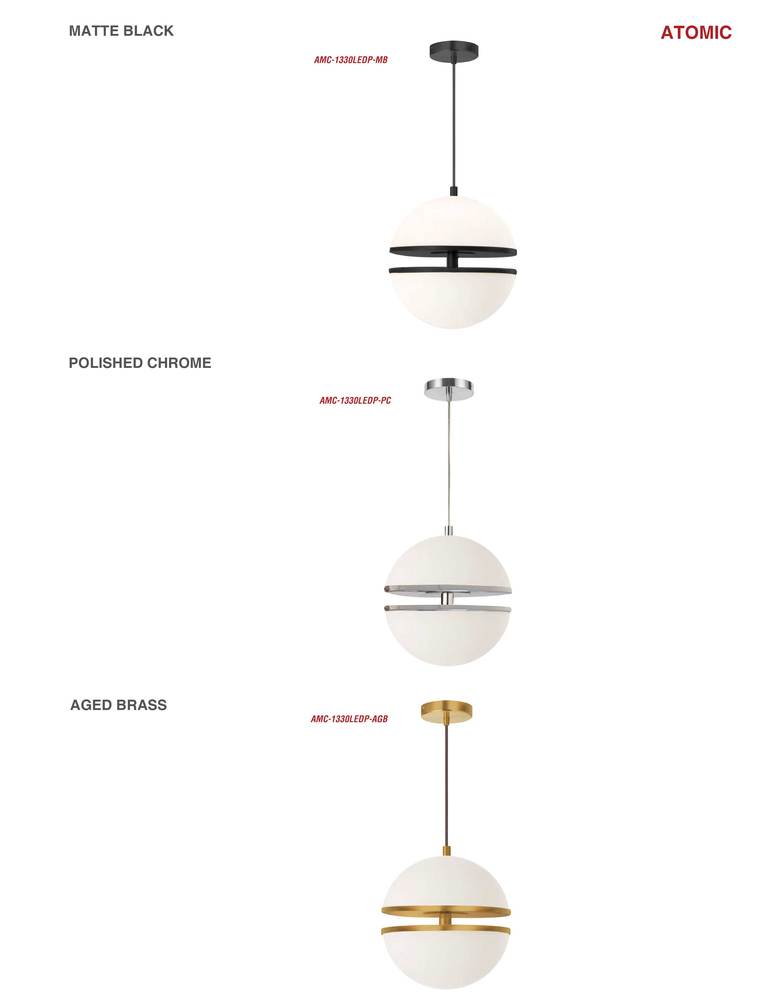 Dainolite ATOMIC AMC-1330LEDP-AGB Pendant Modern - Aged Brass