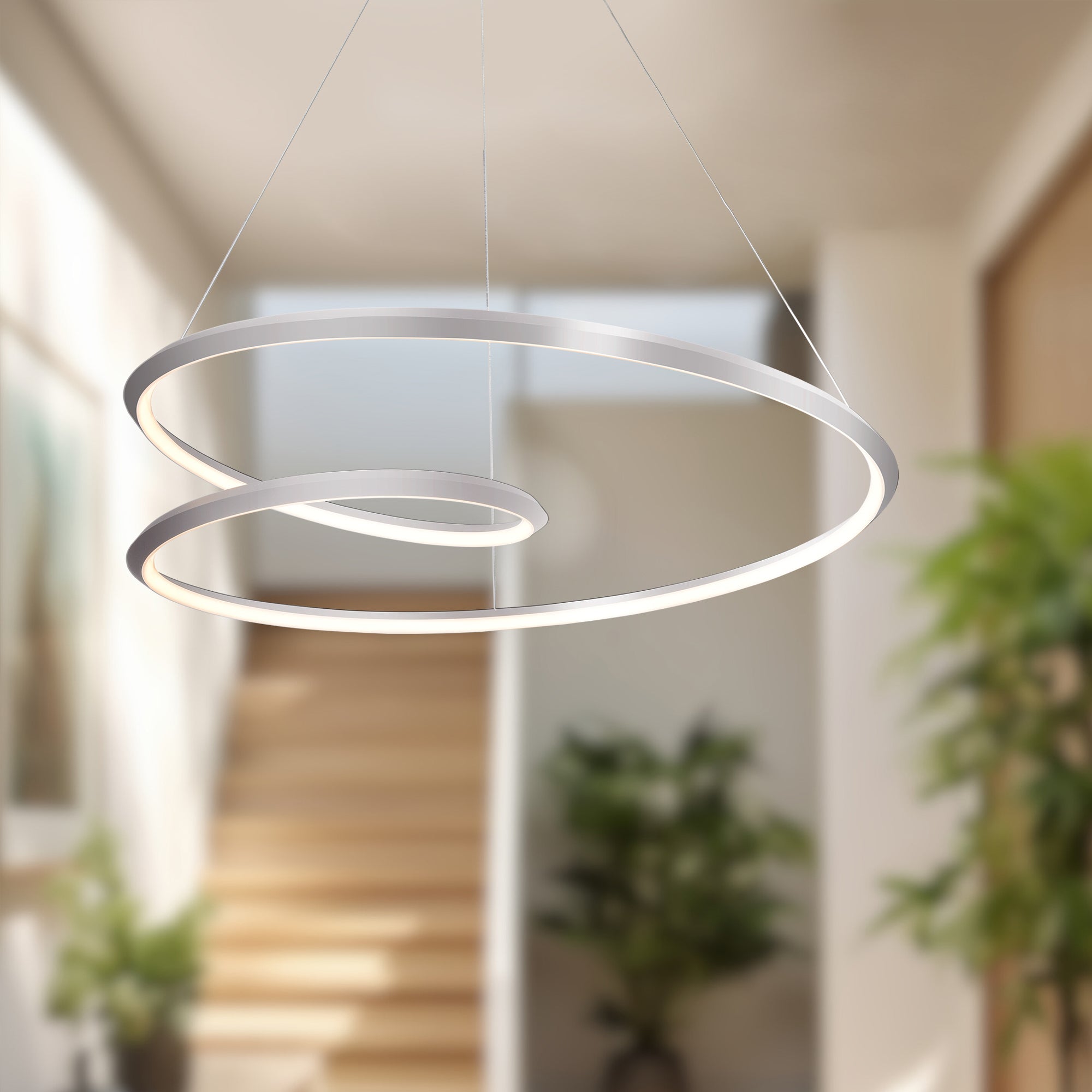 Ampersand 32-in Brushed Nickel LED Pendant