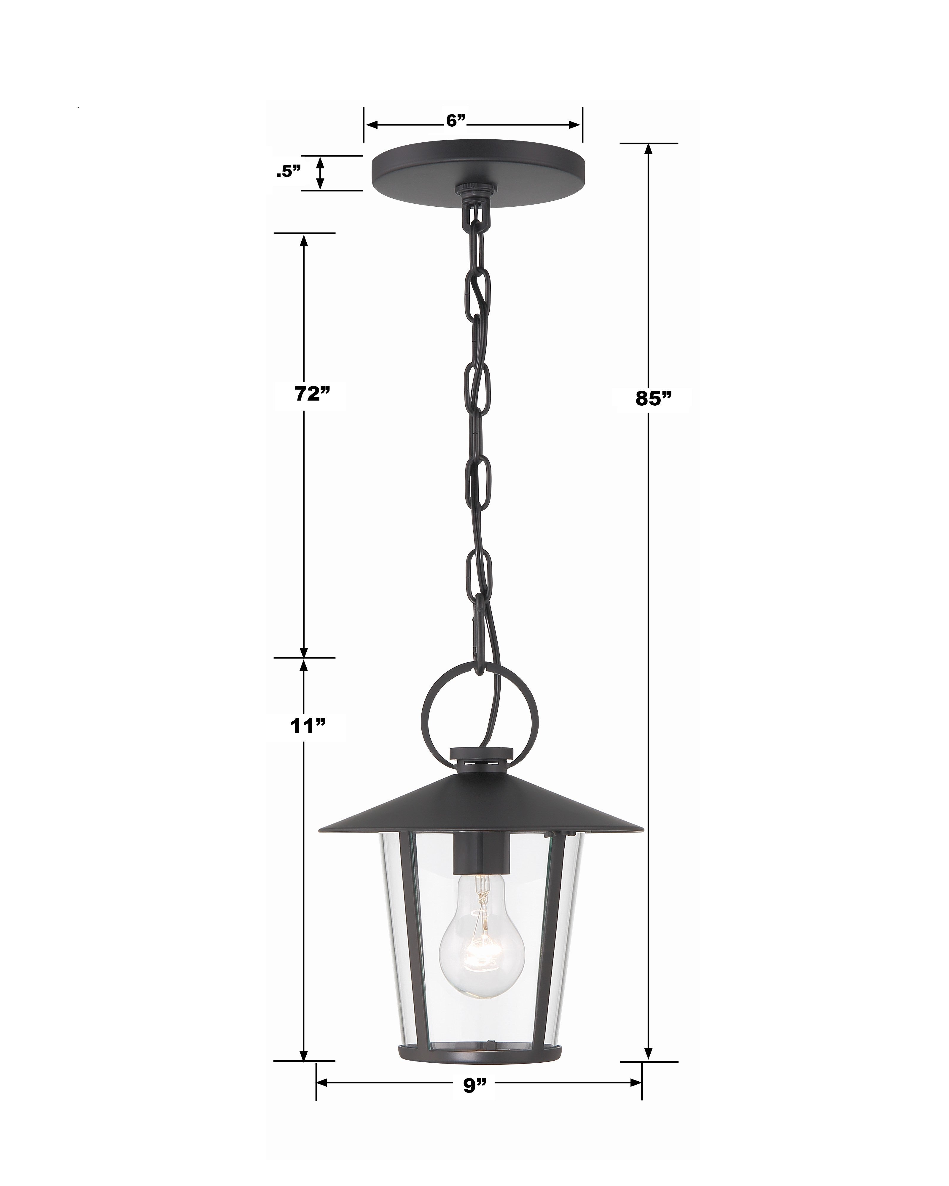 Crystorama Andover AND-9203-CL-MK – 9 Inch – 1 Light – Outdoor – Matte Black – Wet Rated