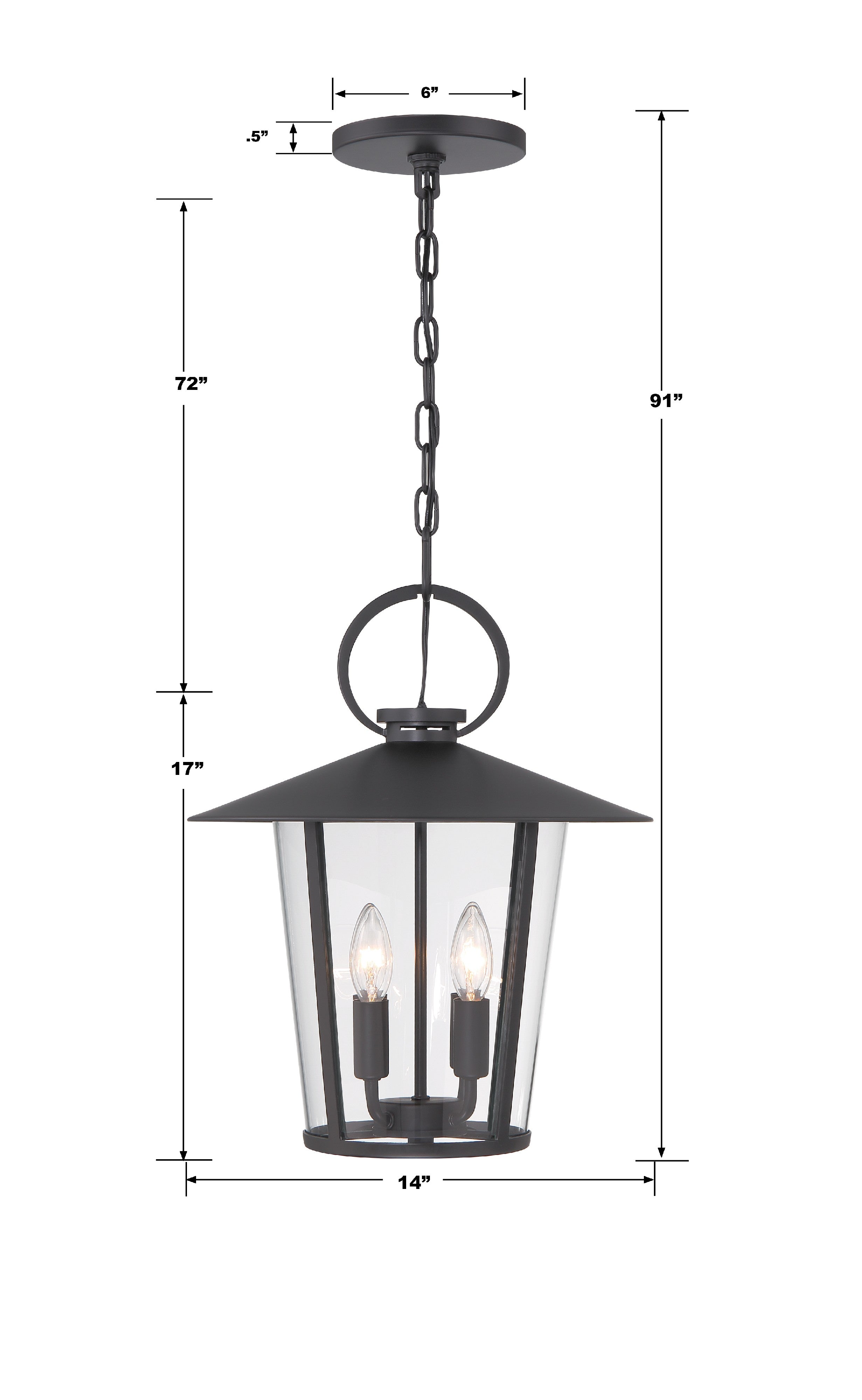 Crystorama Andover AND-9204-CL-MK – 14 Inch – 4 Light – Outdoor – Matte Black – Wet Rated