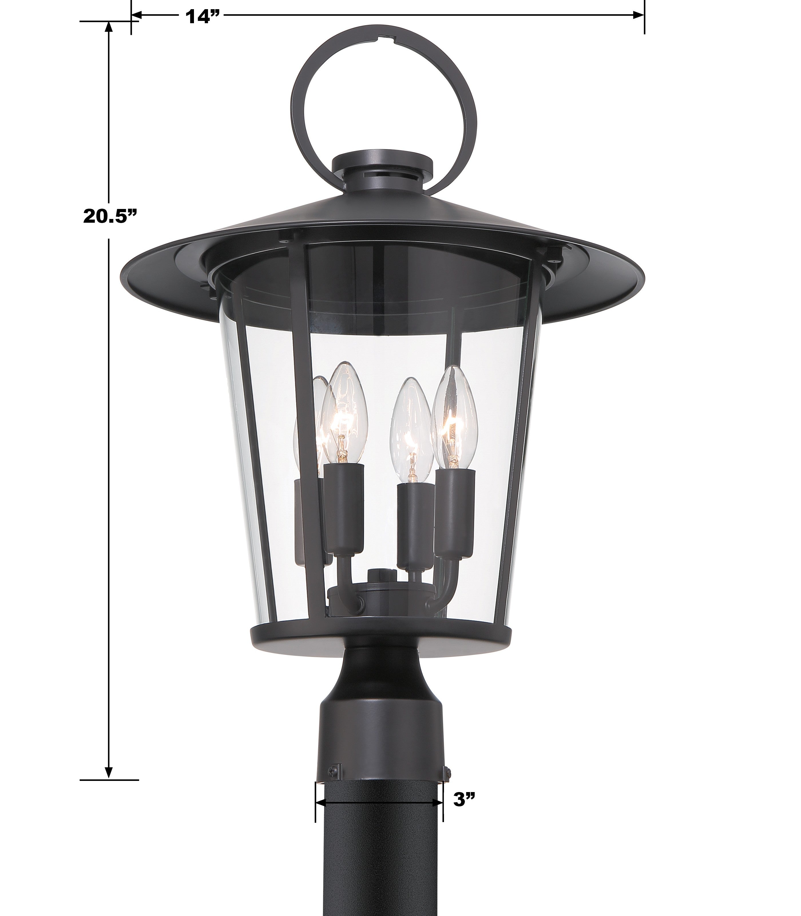 Crystorama Andover AND-9209-CL-MK – 14 Inch – 4 Light – Outdoor – Matte Black – Wet Rated