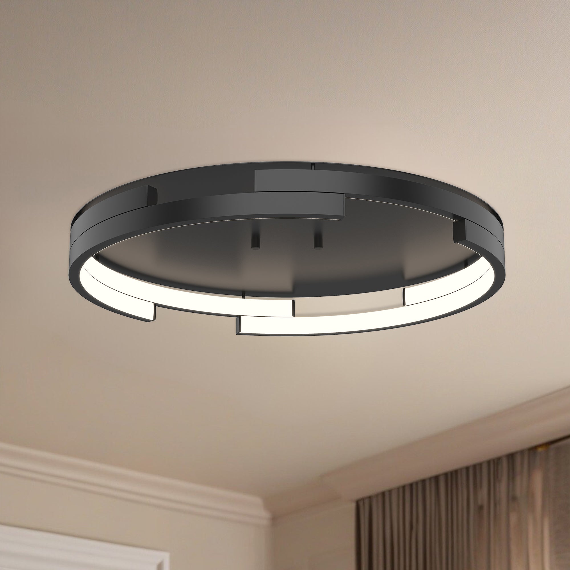 Anello Minor 19-in Black LED Flush Mount