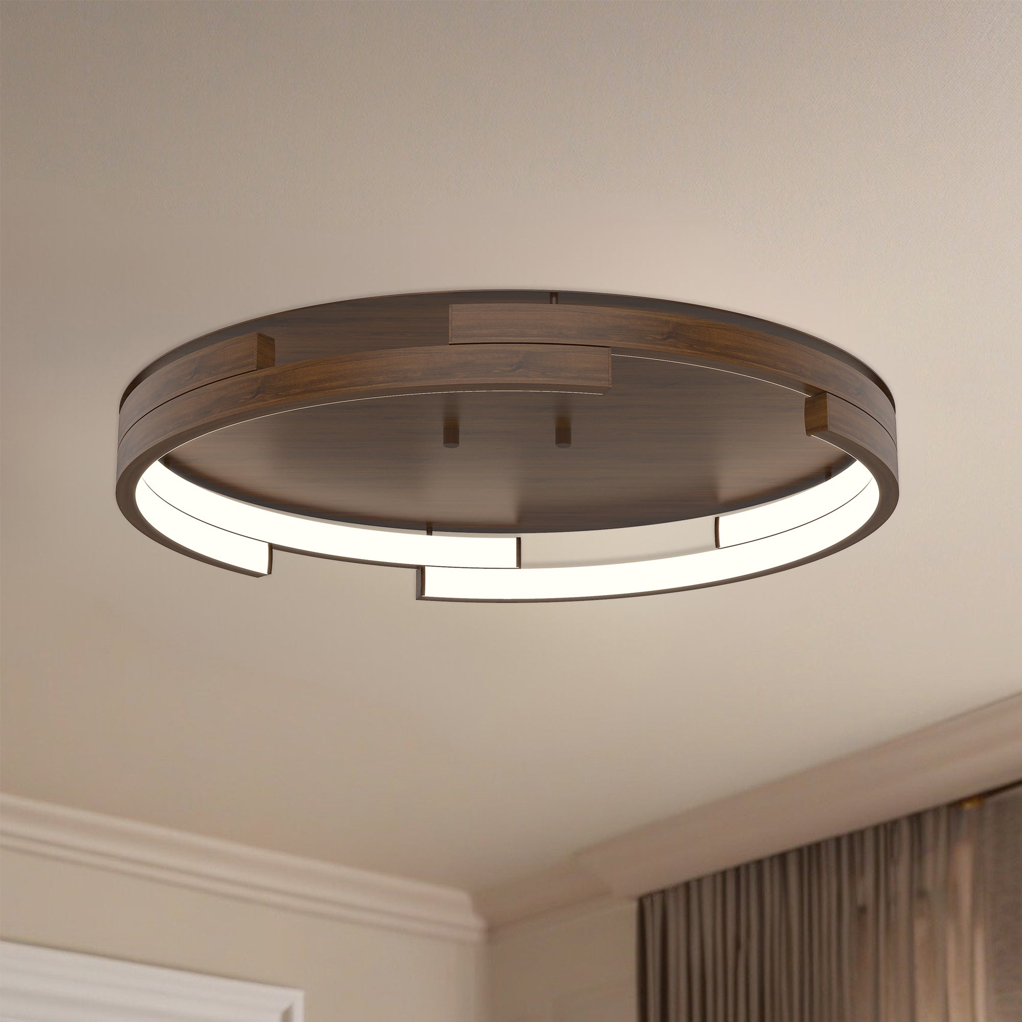 Anello Minor 19-in Walnut LED Flush Mount