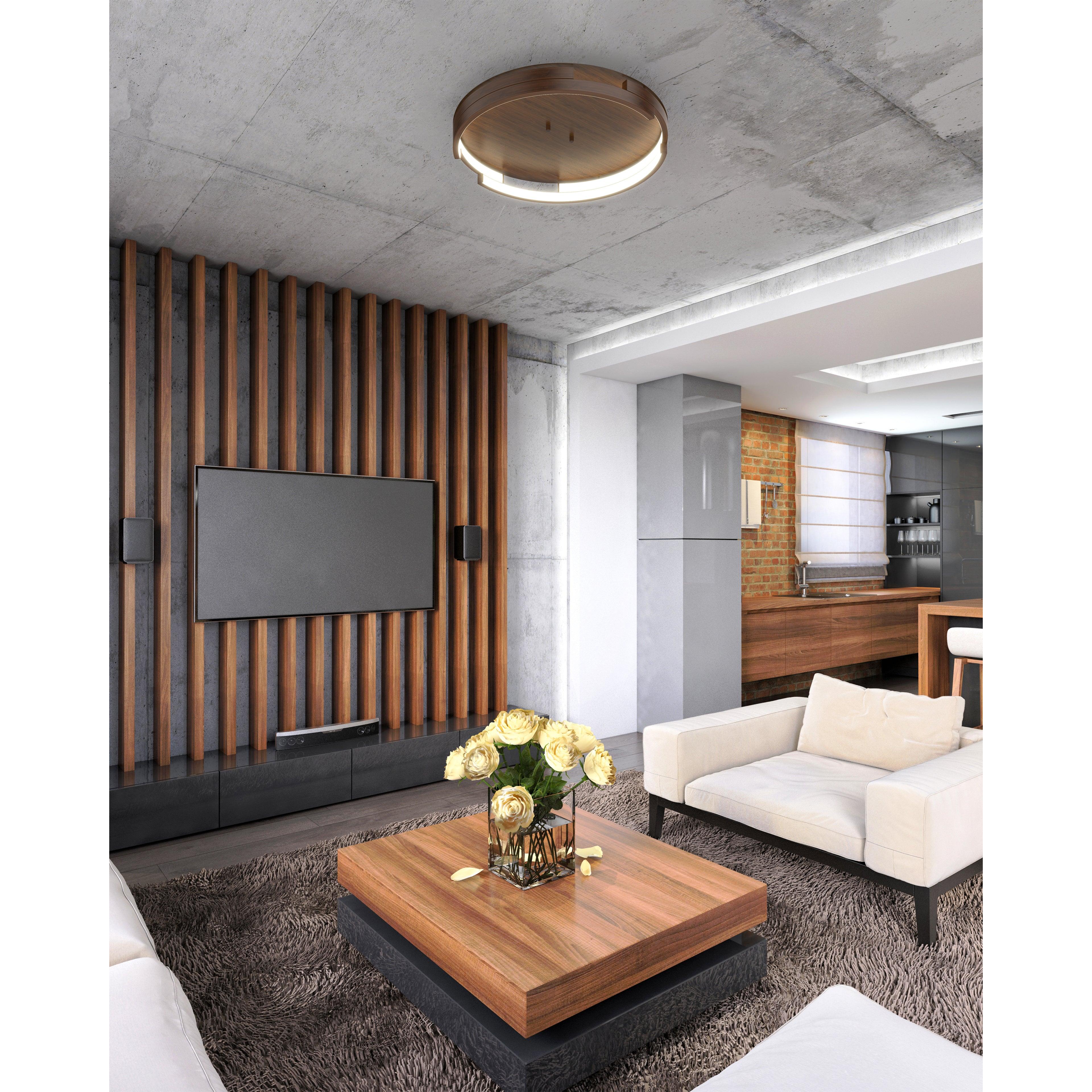 Anello Minor 19-in Walnut LED Flush Mount