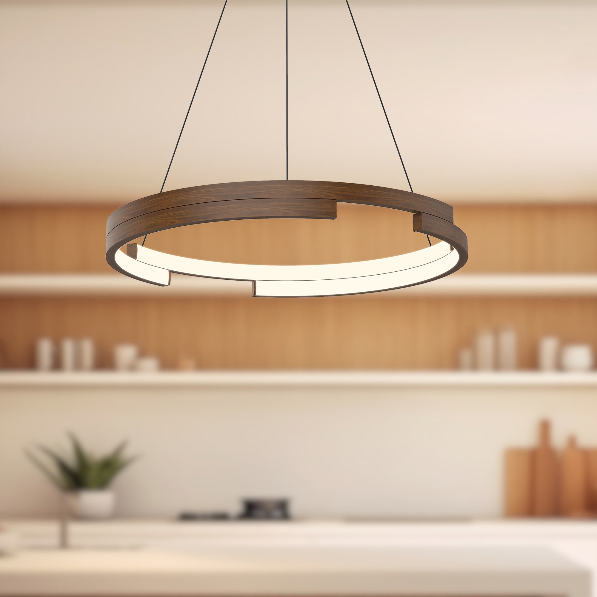 Anello Minor 19-in Walnut LED Pendant