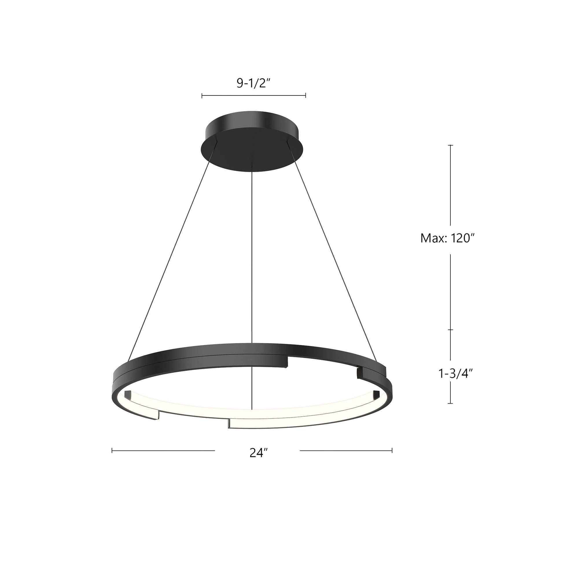 Kuzco PD52724-BK-UNV Pendant Light Fixture, UL Damp Rated, Black