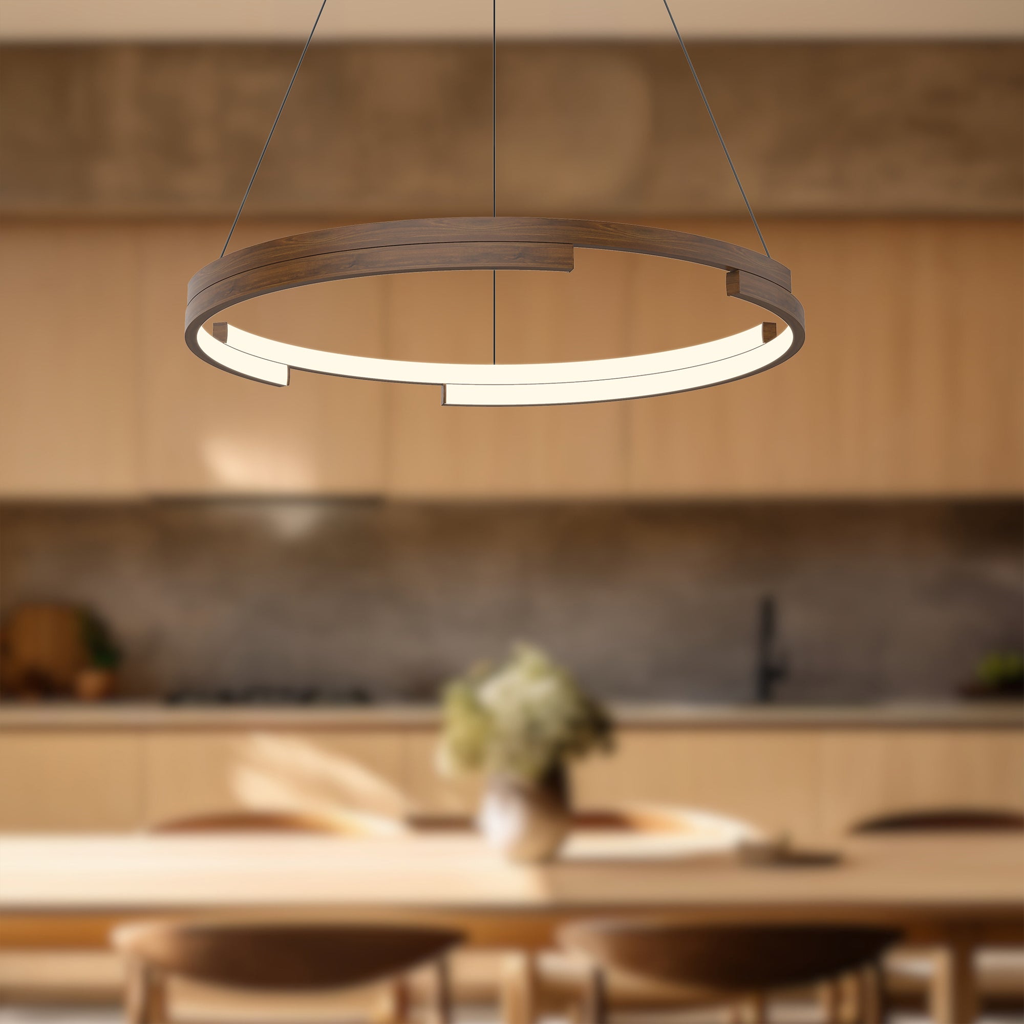Anello Minor 24-in Walnut LED Pendant