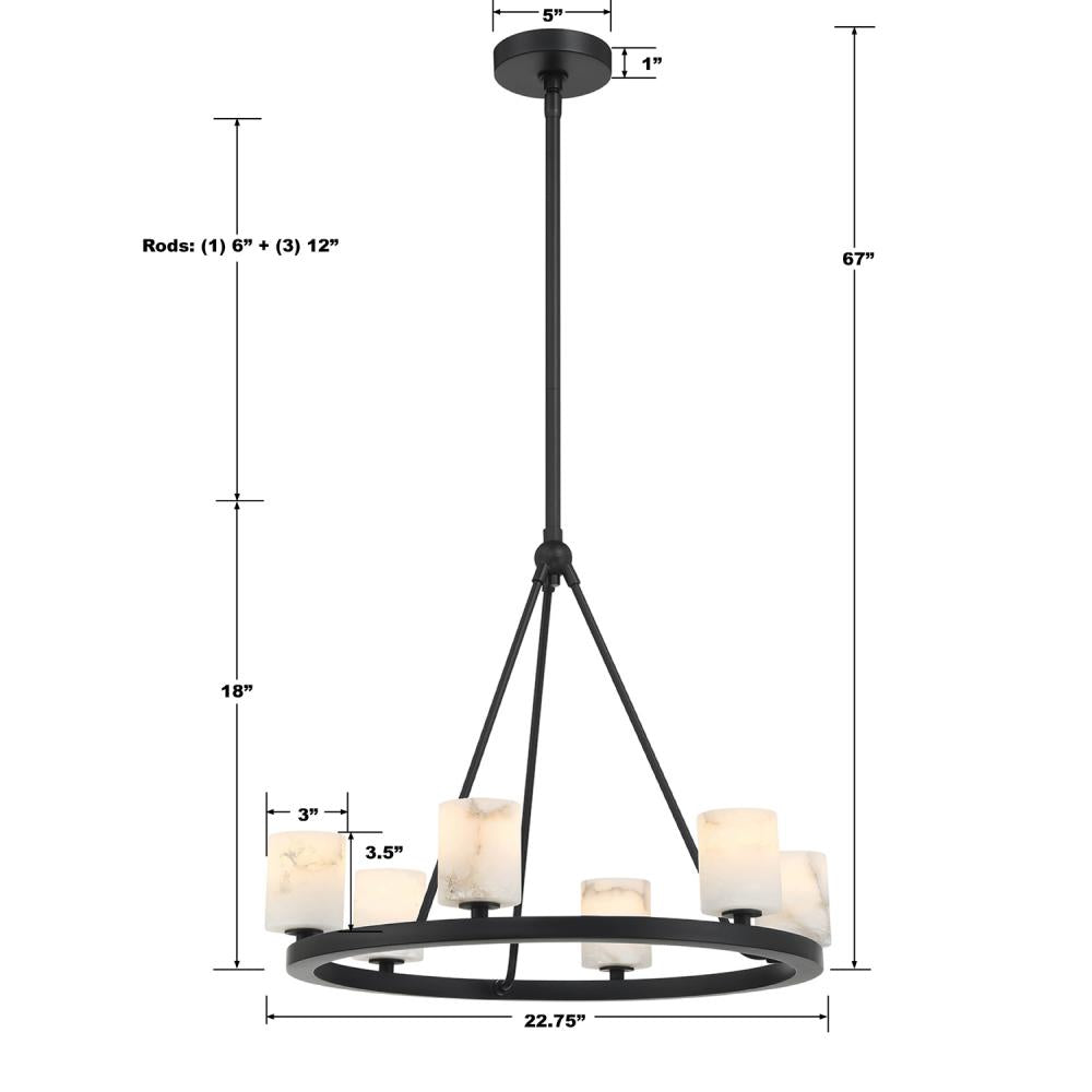 Crystorama ARAGON ARA-10264-MK-ST Chandelier Contemporary - Matte Black