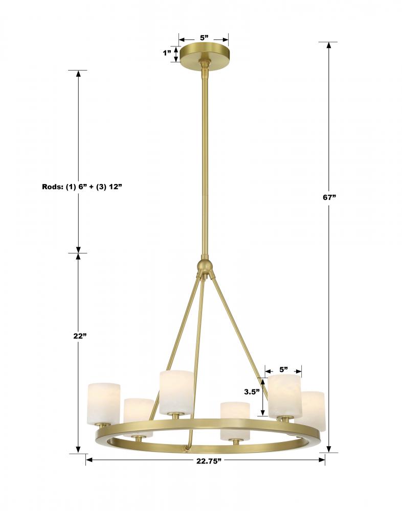 Crystorama ARAGON ARA-10264-SB-ST Chandelier Modern - Soft Brass