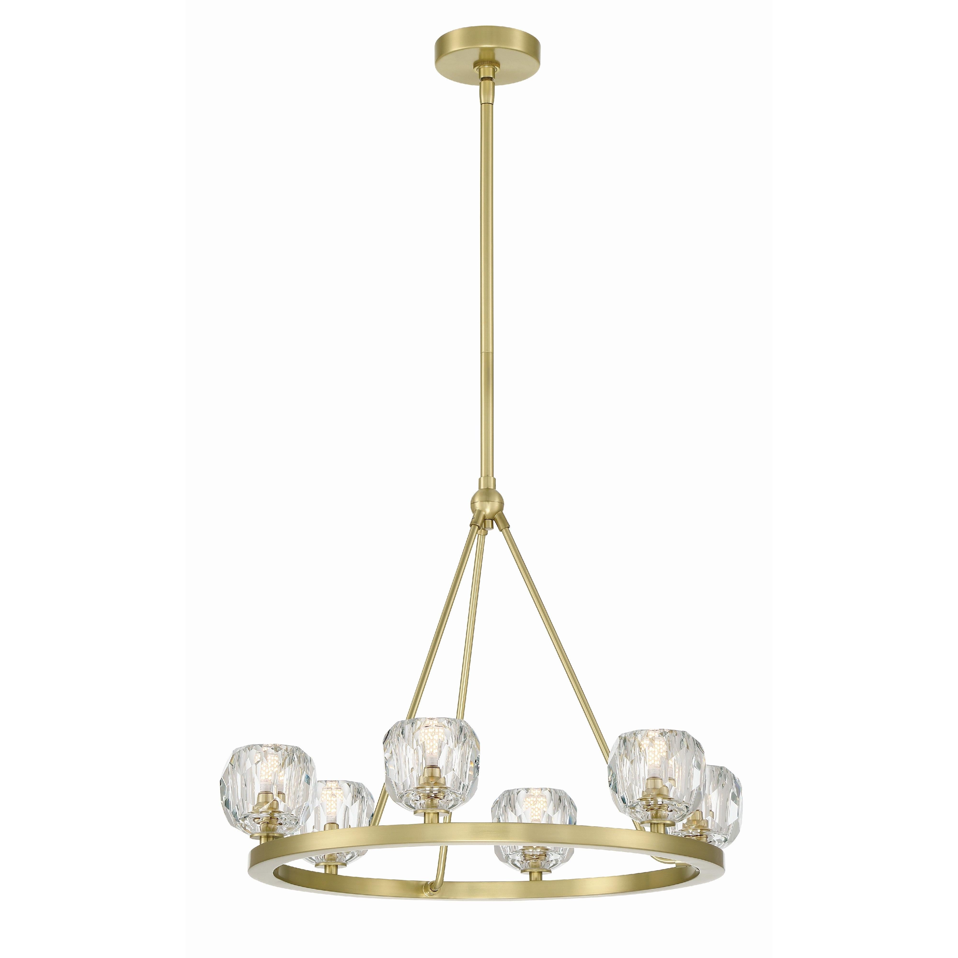 Crystorama Aragon ARA-10264-SB – 24 Inch – 6 Light – Chandelier – Soft Brass – Dry Rated