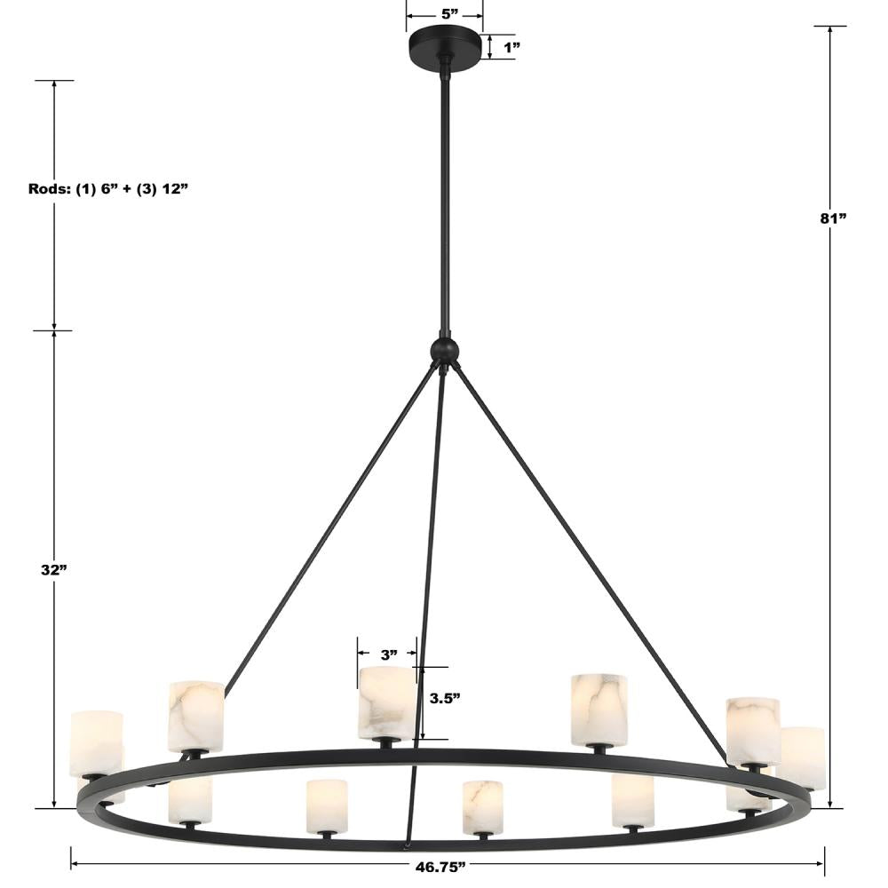 Crystorama ARAGON ARA-10266-MK-ST Chandelier Contemporary - Matte Black