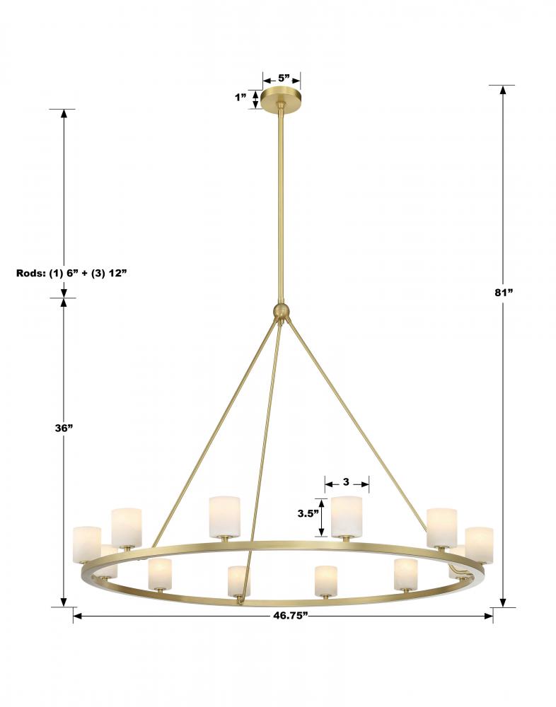 Crystorama ARAGON ARA-10266-SB-ST Chandelier Modern - Soft Brass