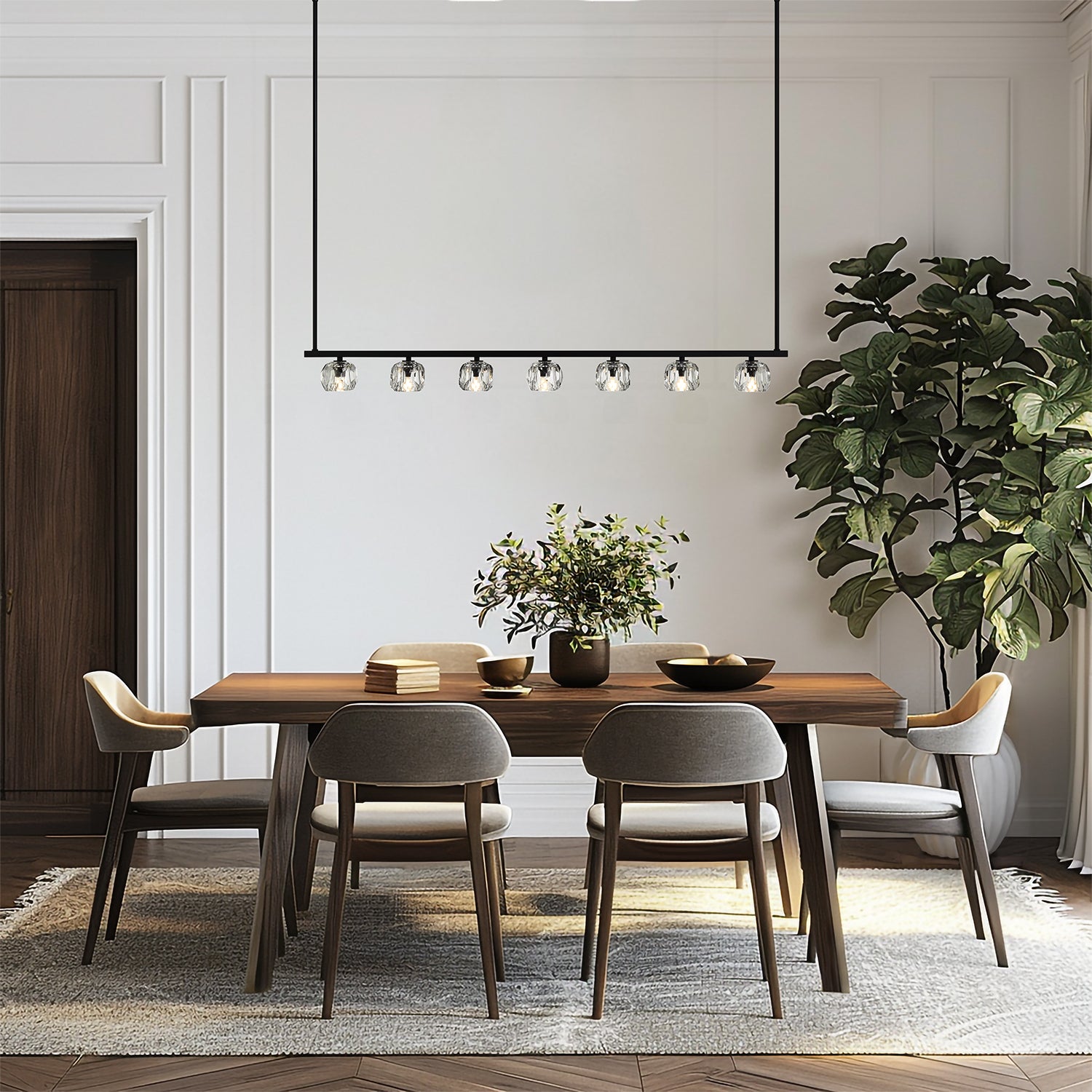 Crystorama Aragon ARA-10267-MK – 56 Inch – 7 Light – Chandelier – Matte Black – Dry Rated