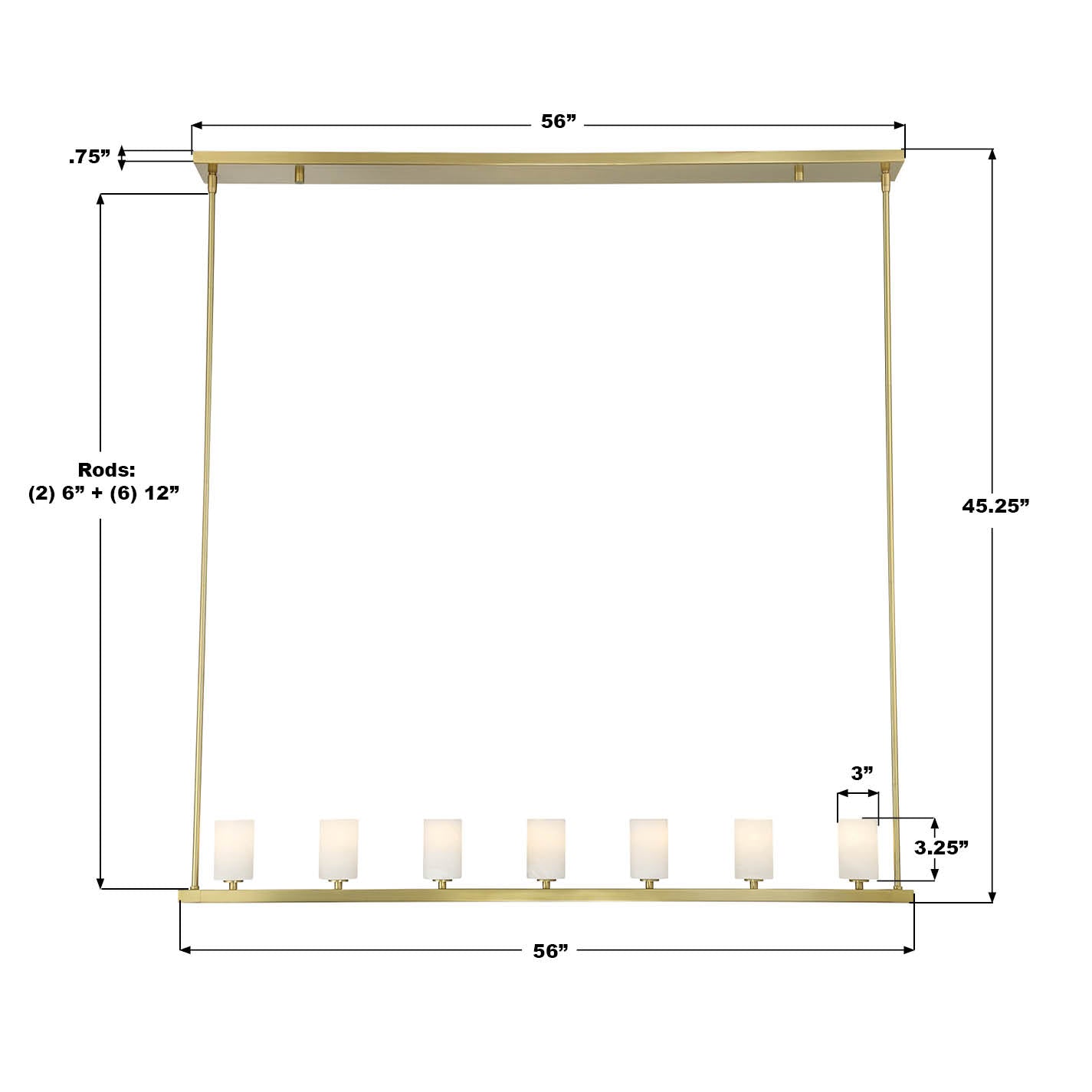 Crystorama Aragon ARA-10267-SB-ST – 56 Inch – 7 Light – Chandelier – Soft Brass – Dry Rated